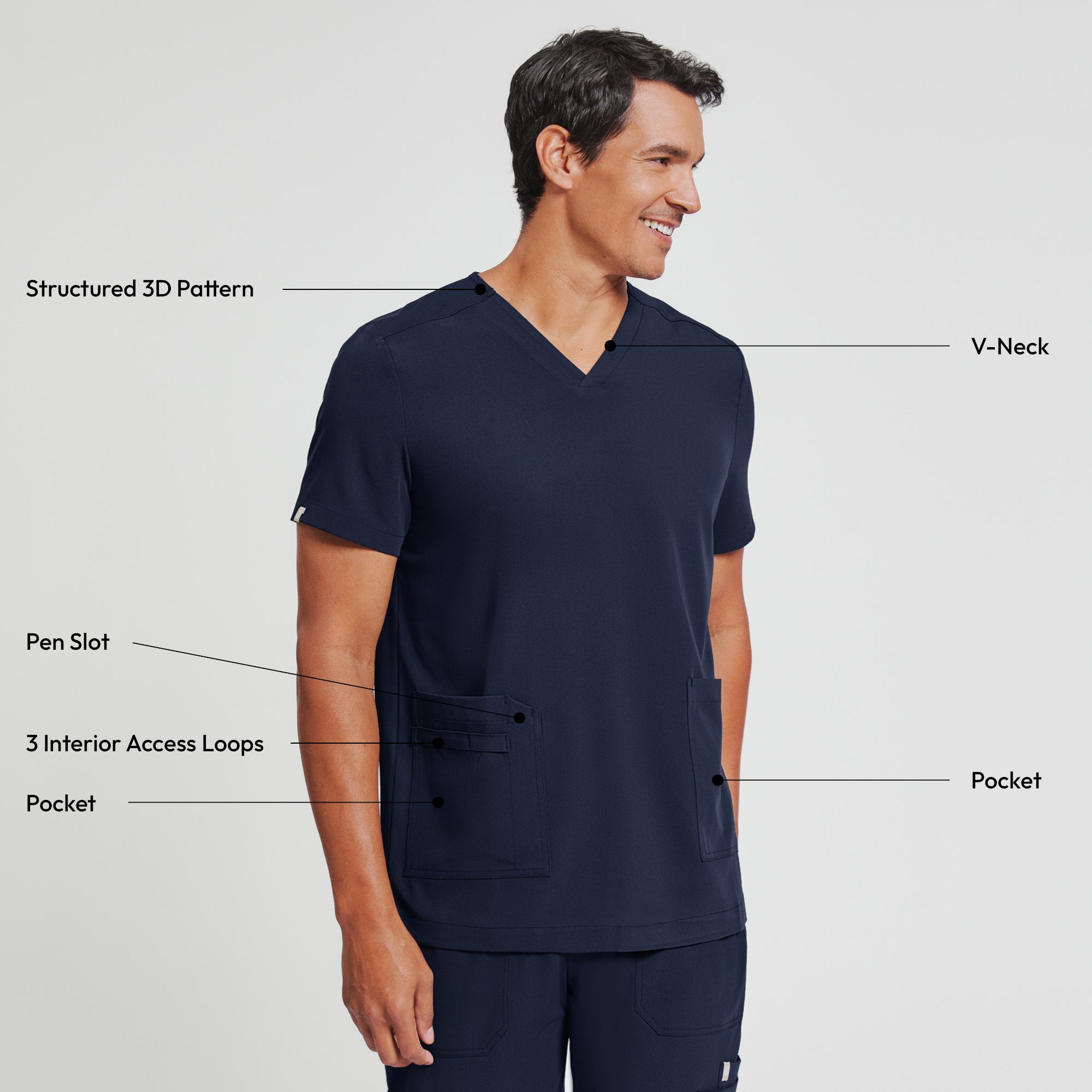 Zenir | Men's VersaPocket Scrub Top - Navy