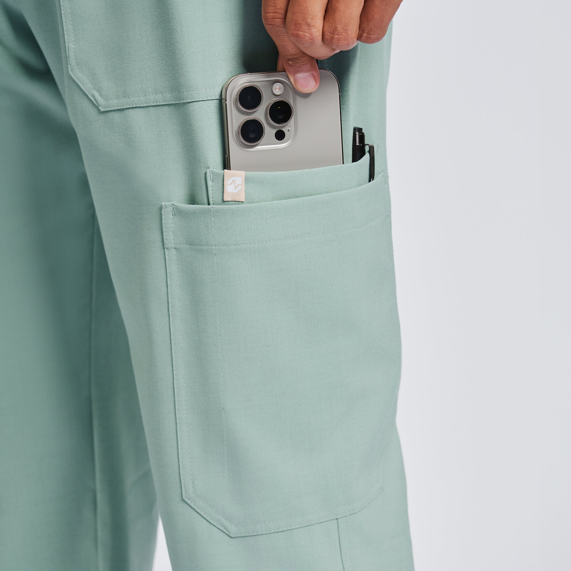 Zenir | Men's Essential 8-Pocket Straight Scrub Pants - Sage Green