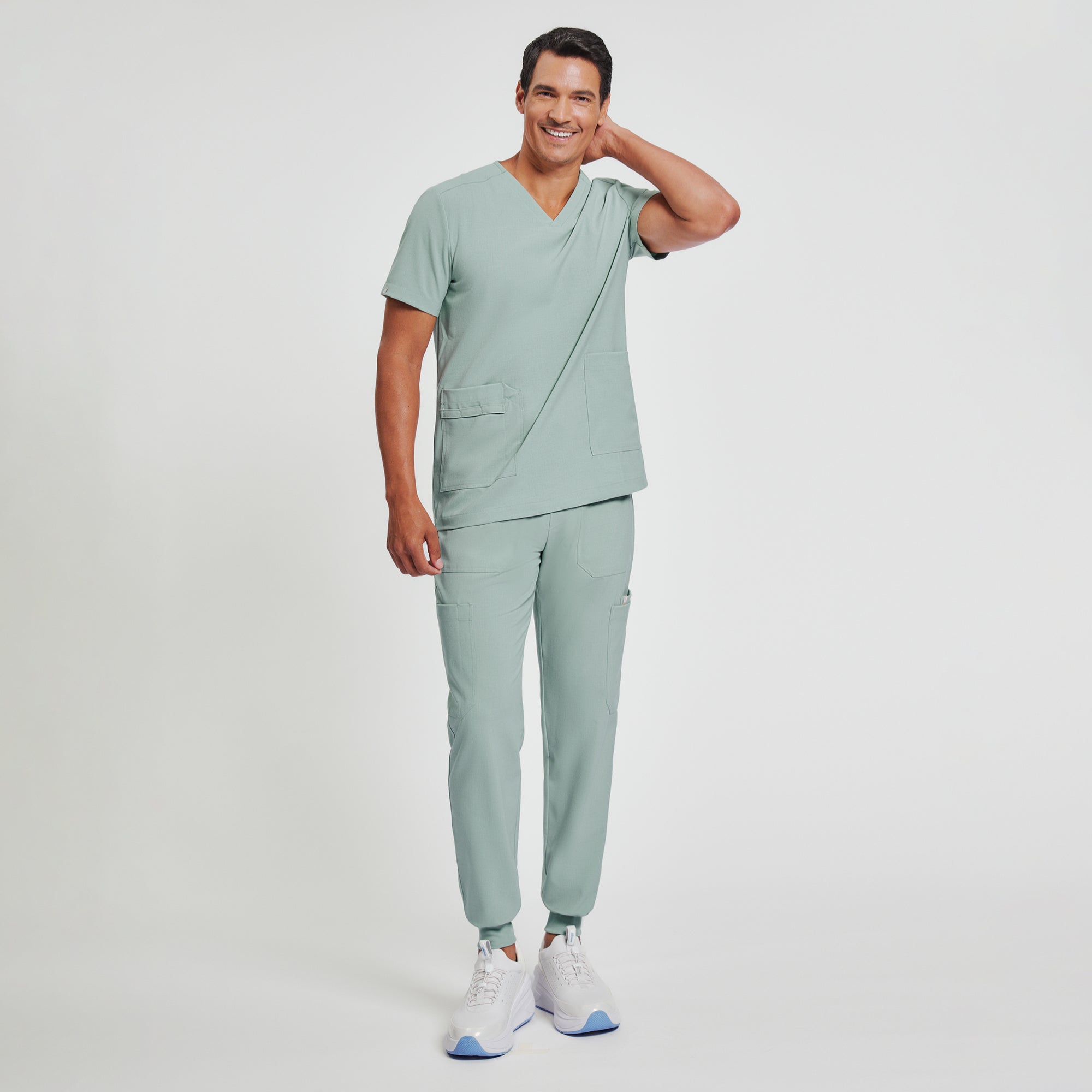 Zenir | Men's VersaPocket Scrub Top - Sage Green