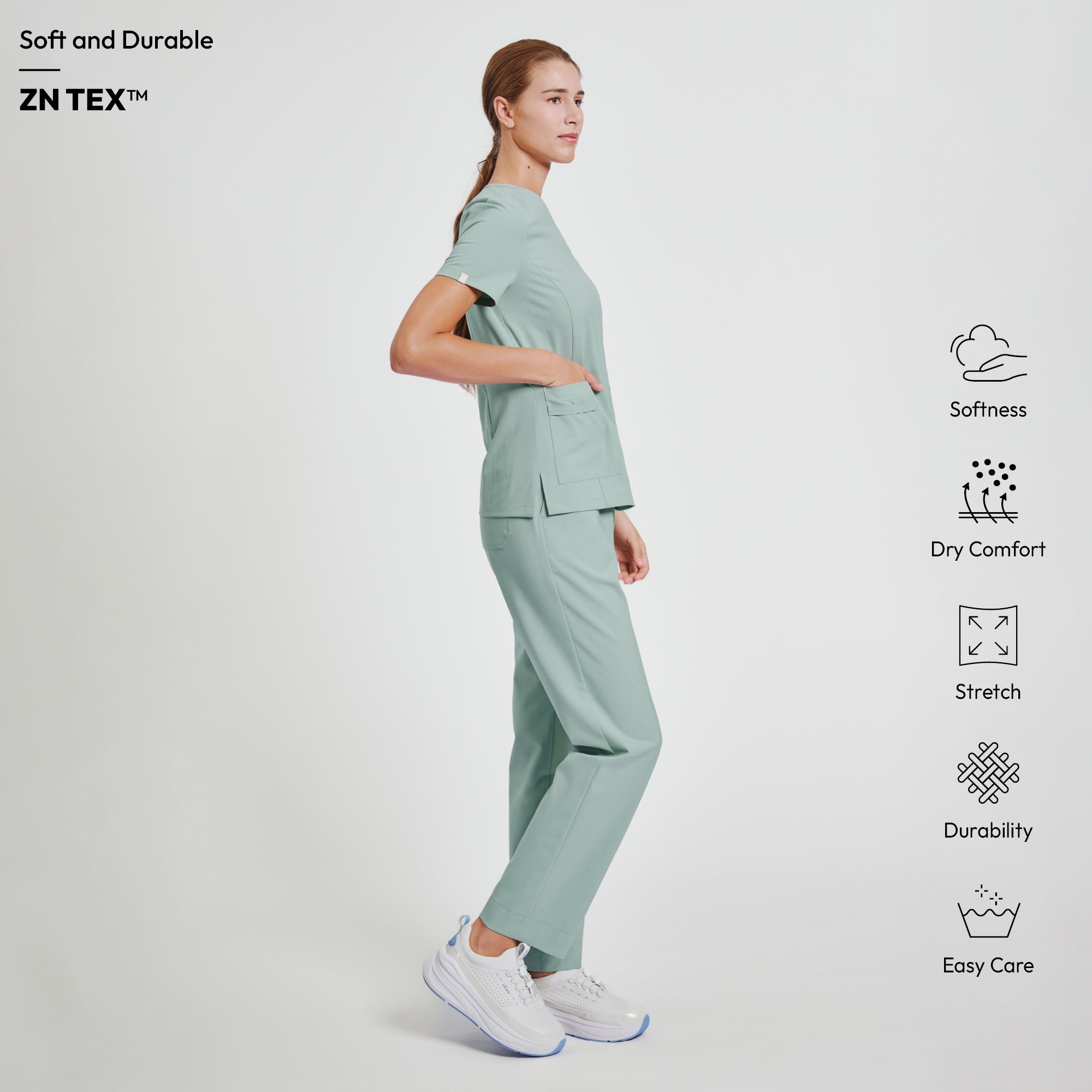 Zenir | Women's VersaPocket Scrub Top - Sage Green
