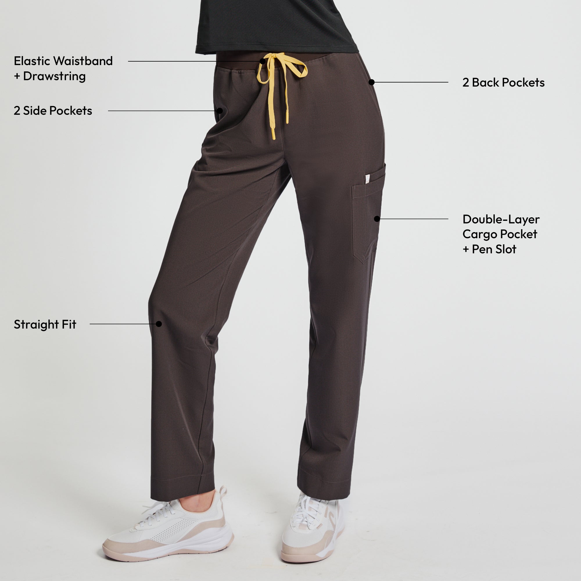 Zenir | Women's Signature Straight Scrub Pants - Brown