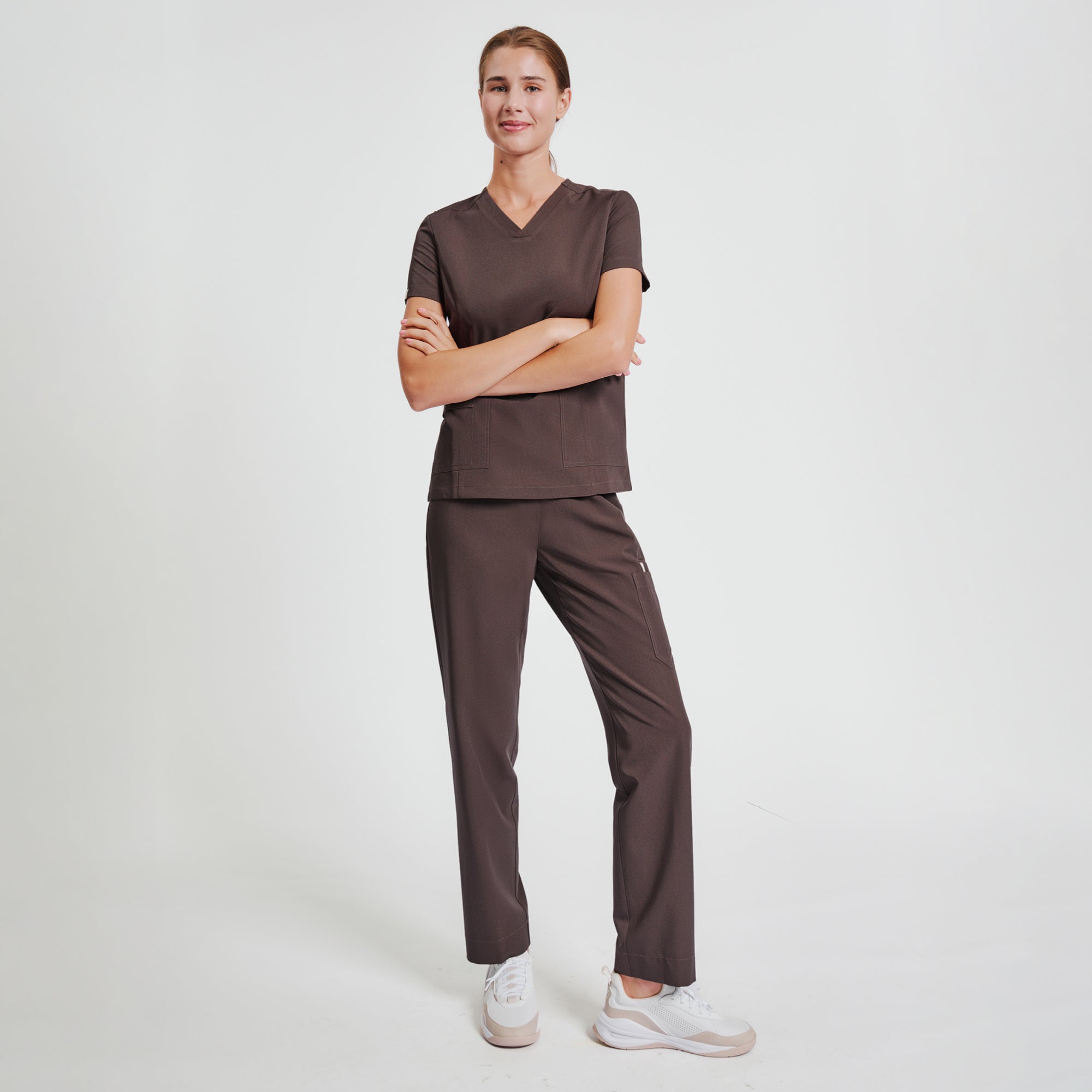 Zenir | Women's Signature Straight Scrub Pants - Brown