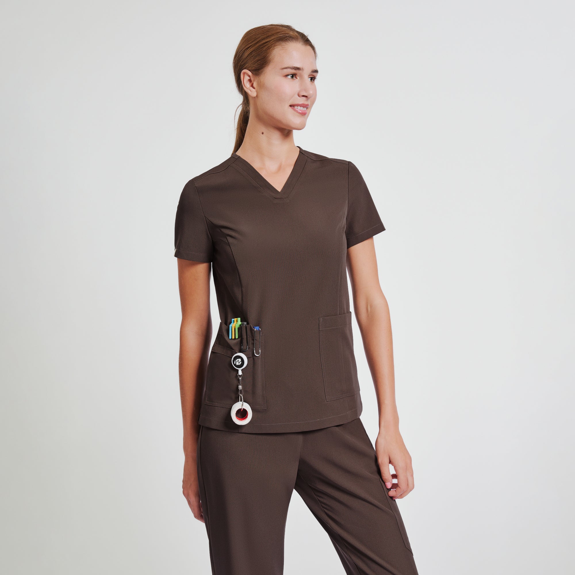 Zenir | Women's Signature Straight Scrub Pants - Brown