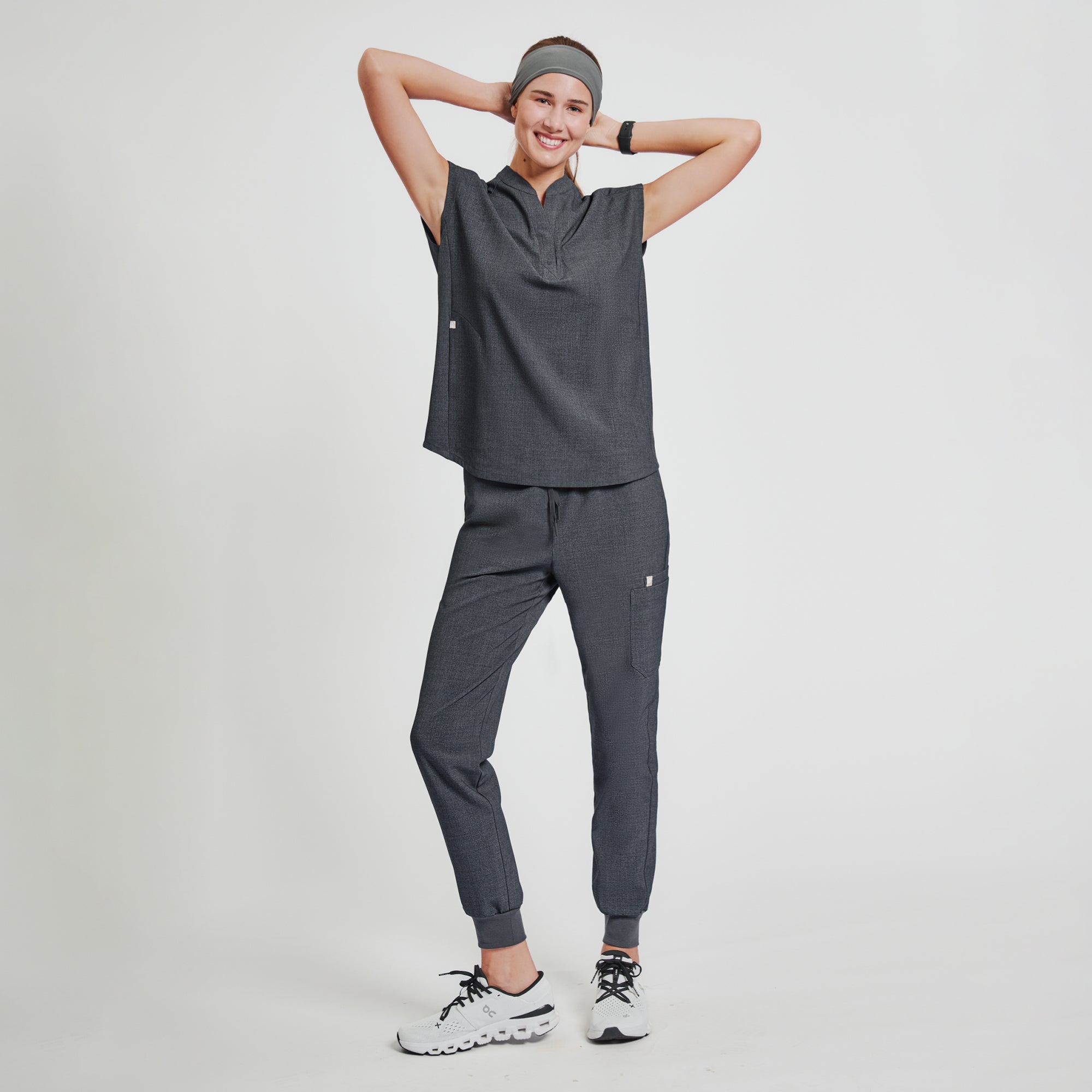 Zenir | Women's Easy-Fit Jogger Scrub Pants - Charcoal Gray