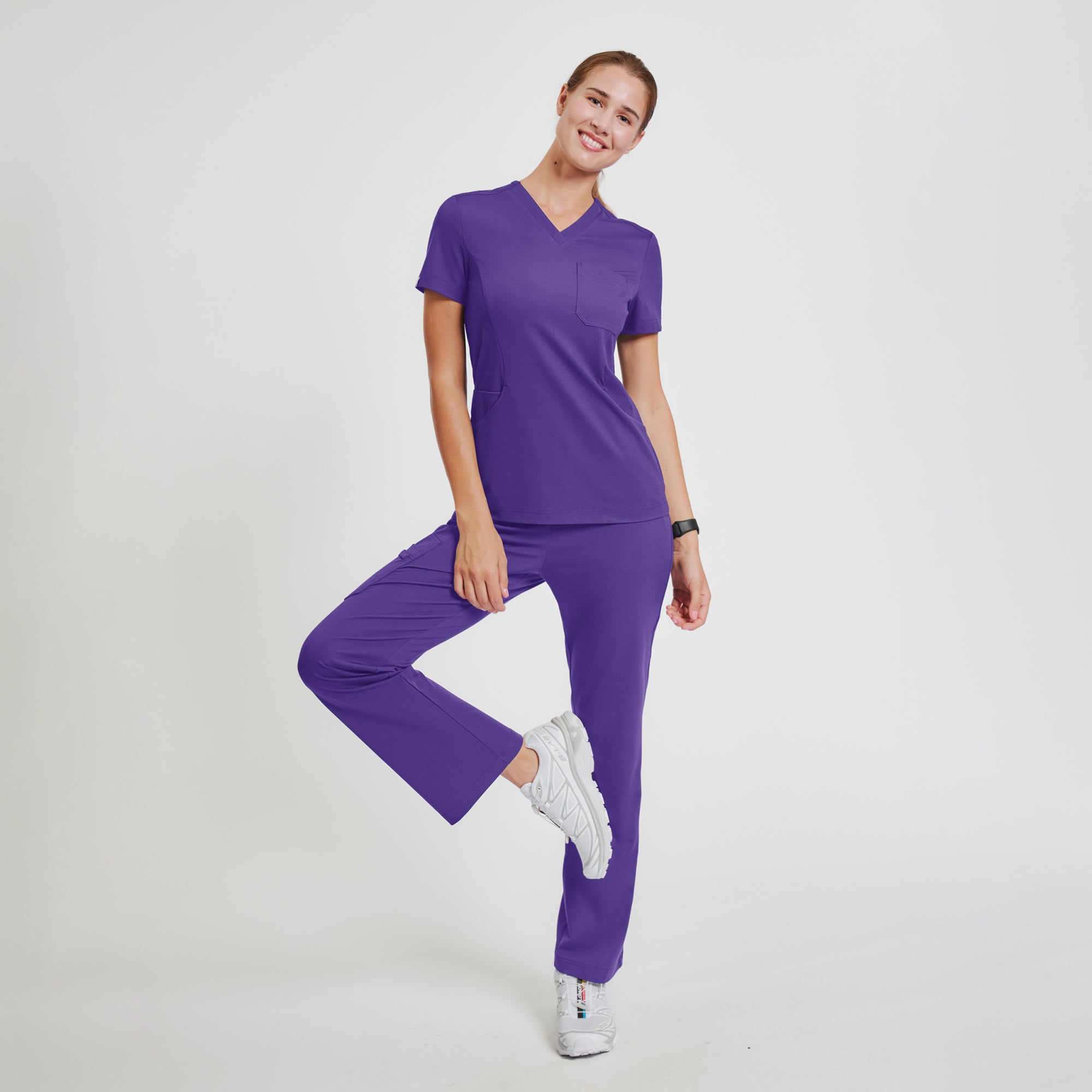 Zenir | Women's Soft Stretch Scrub Top - Eggplant