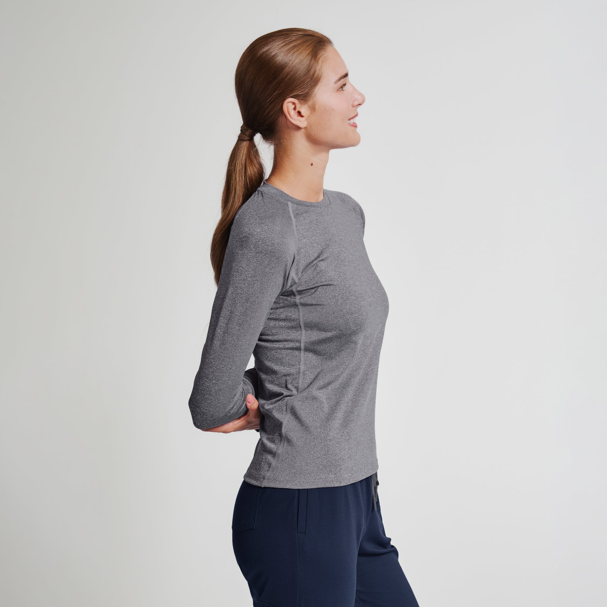 Zenir | Women's Essential Underscrub Top - Stone Gray