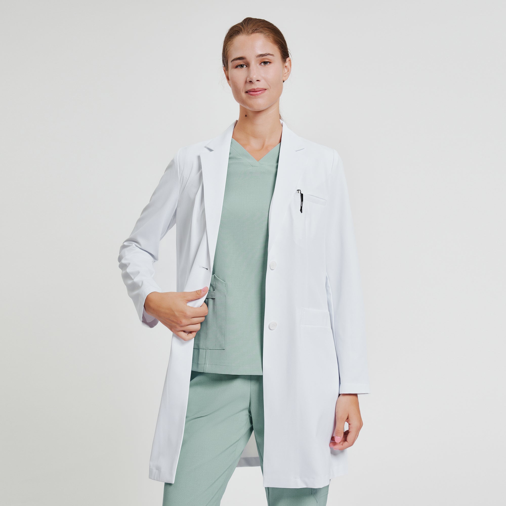 Zenir |  Women's Long Lab Coat LCW-103 - White