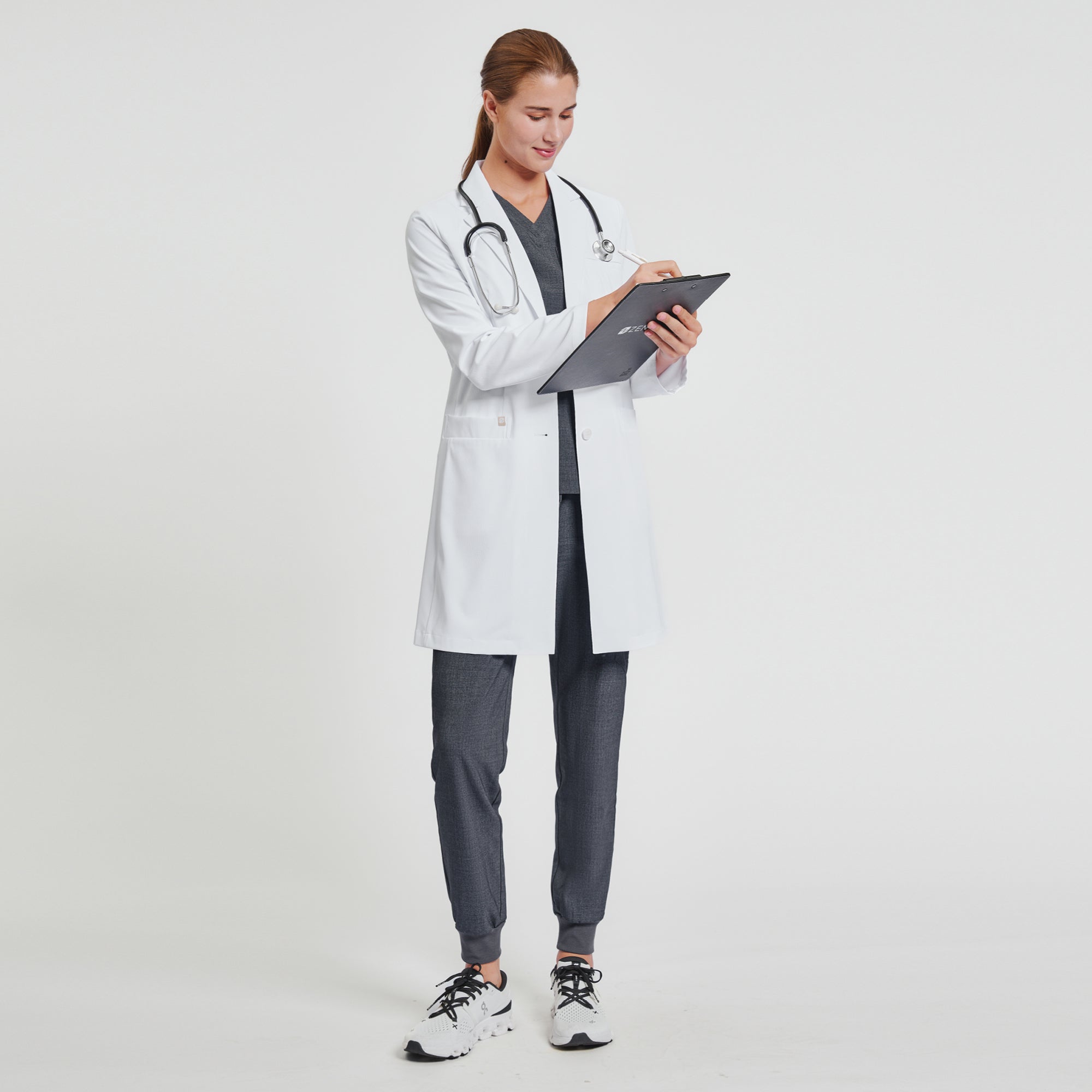 Zenir |  Women's Long Lab Coat LCW-103 - White