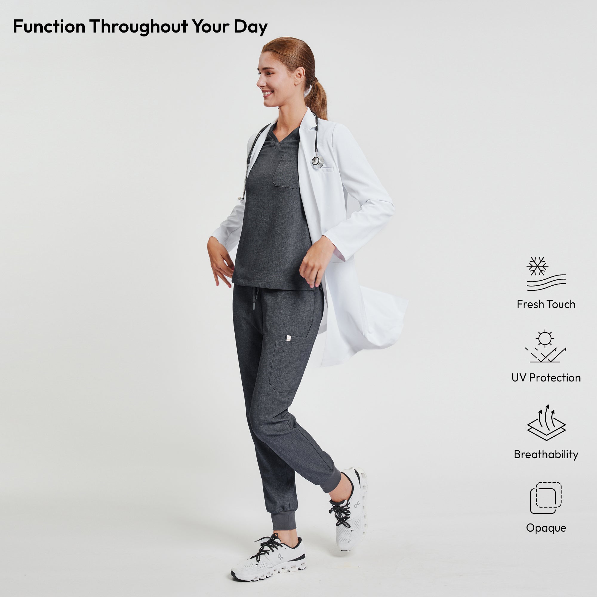 Zenir |  Women's Long Lab Coat LCW-103 - White
