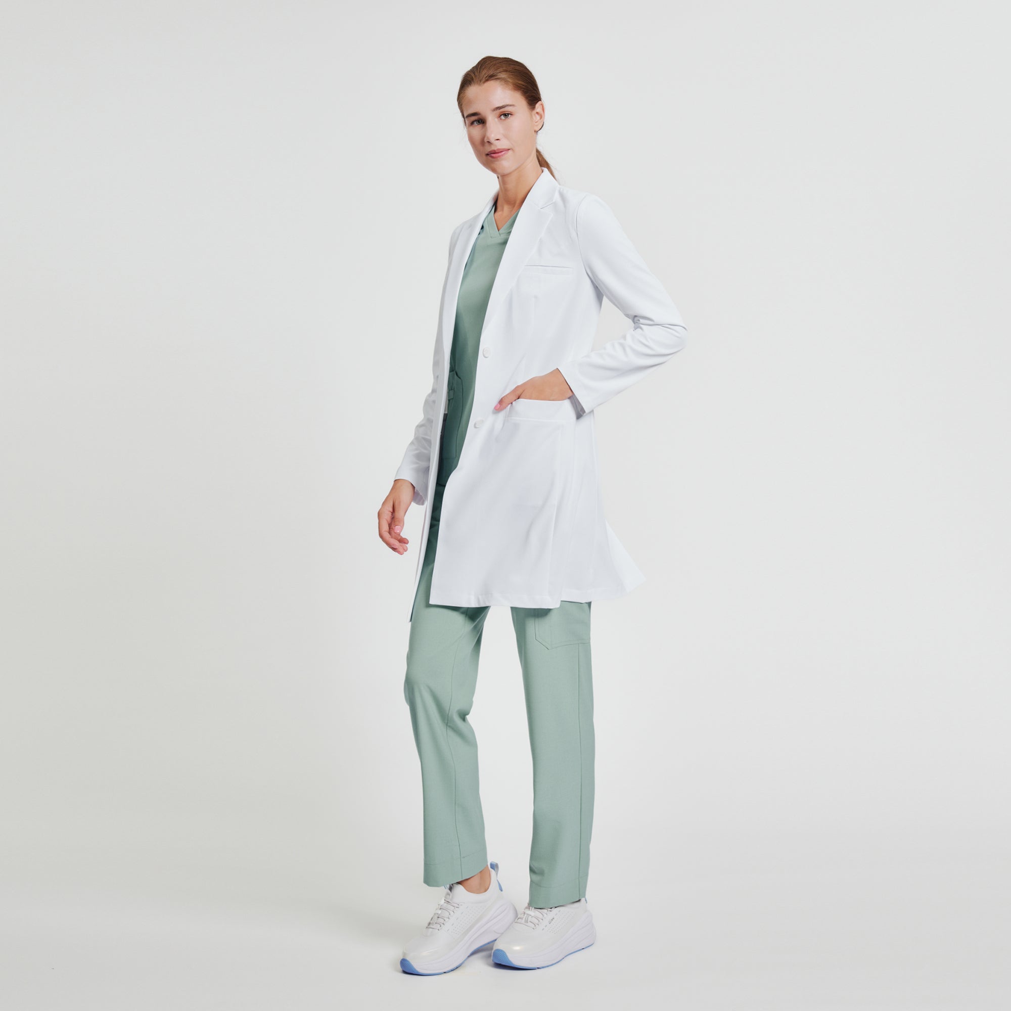 Zenir |  Women's Long Lab Coat LCW-103 - White