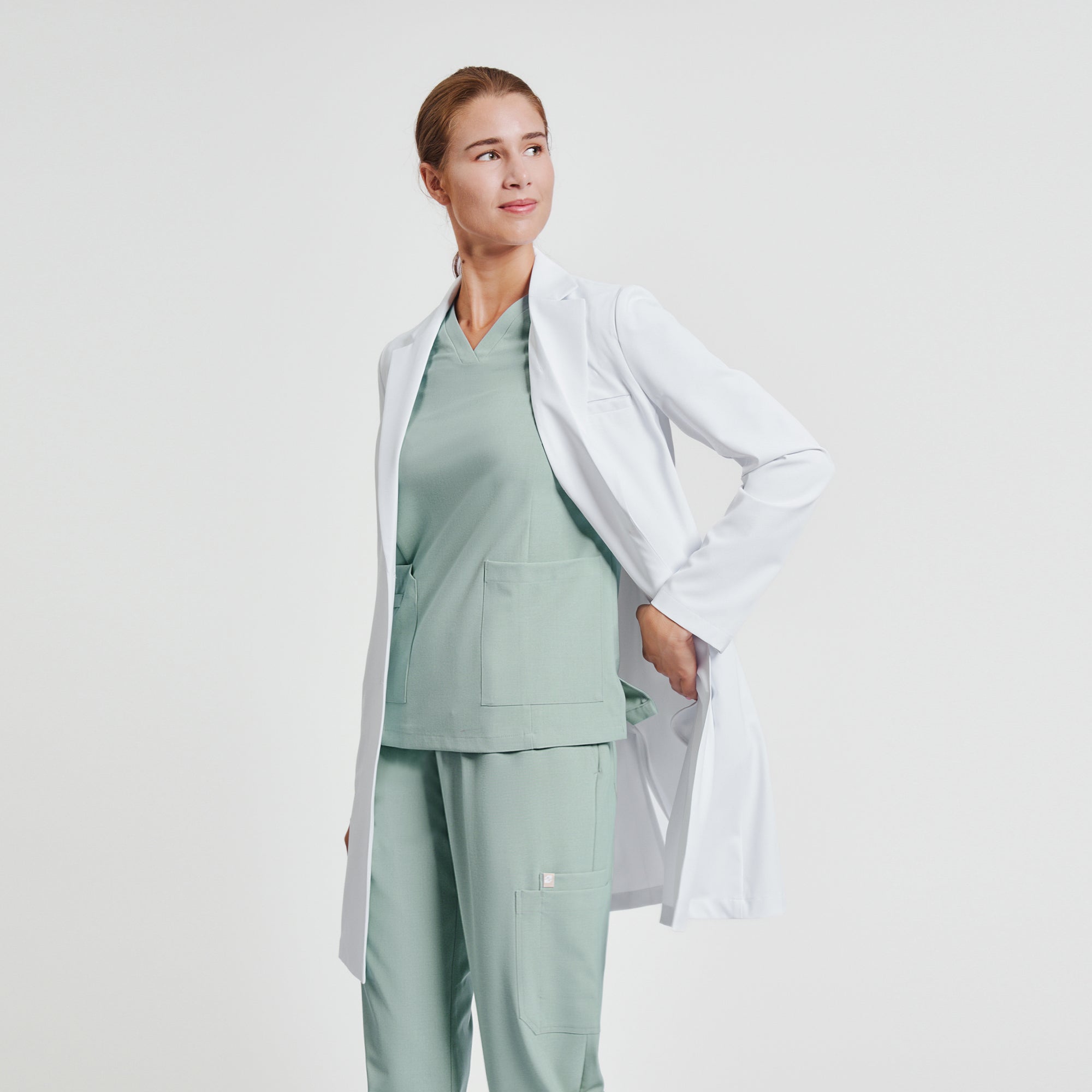 Zenir |  Women's Long Lab Coat LCW-103 - White