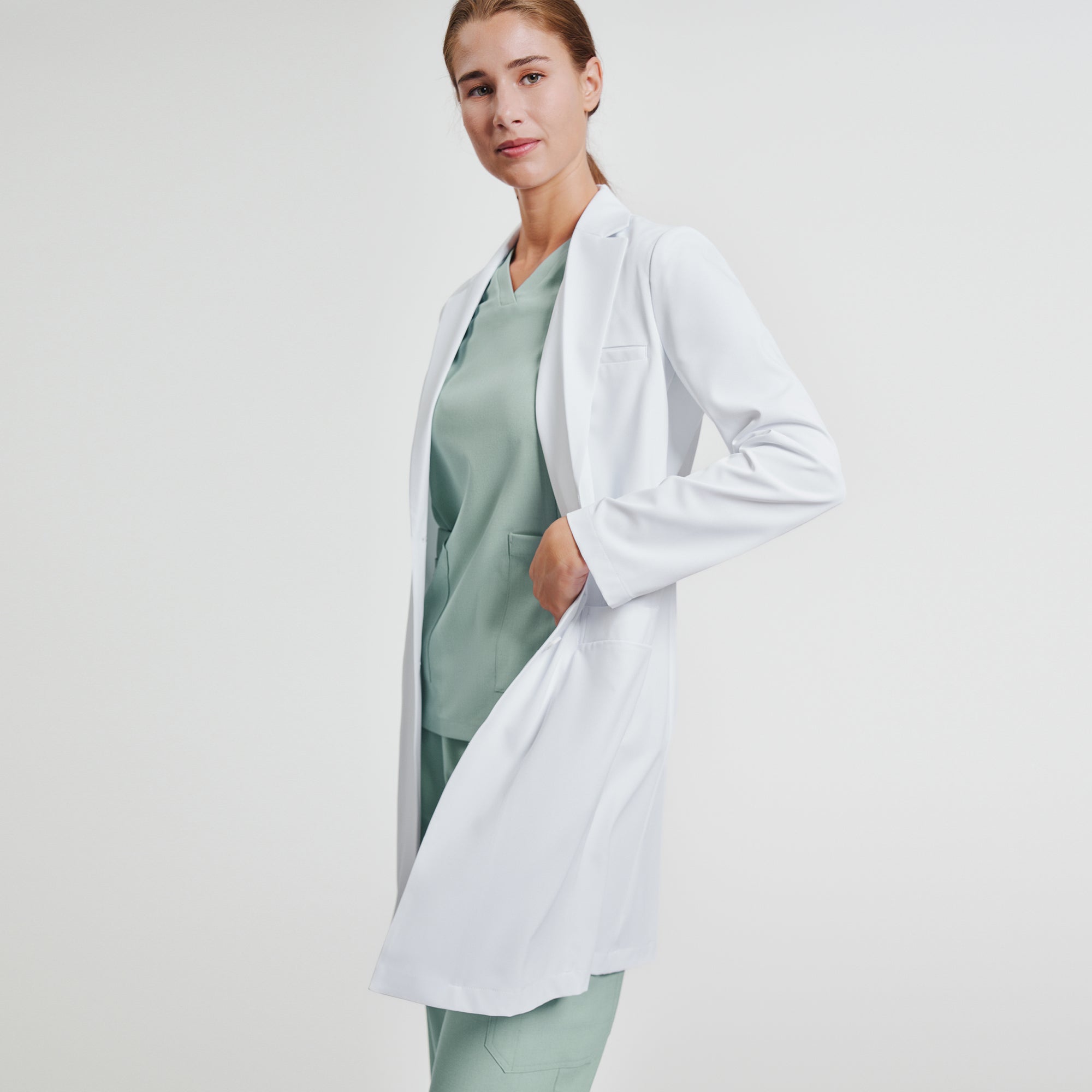 Zenir |  Women's Long Lab Coat LCW-103 - White