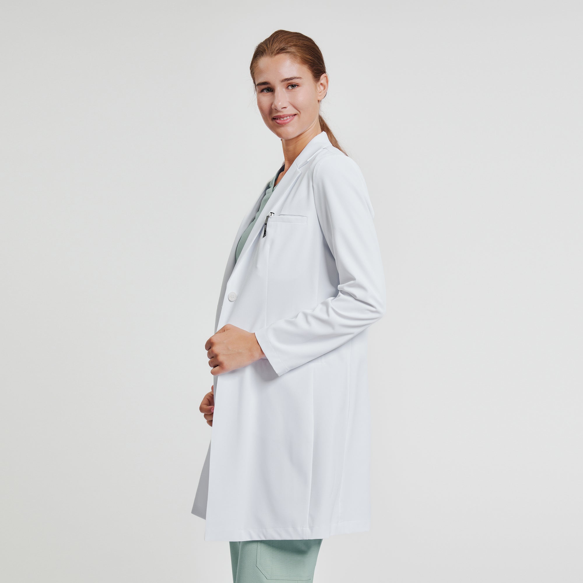Zenir |  Women's Long Lab Coat LCW-103 - White