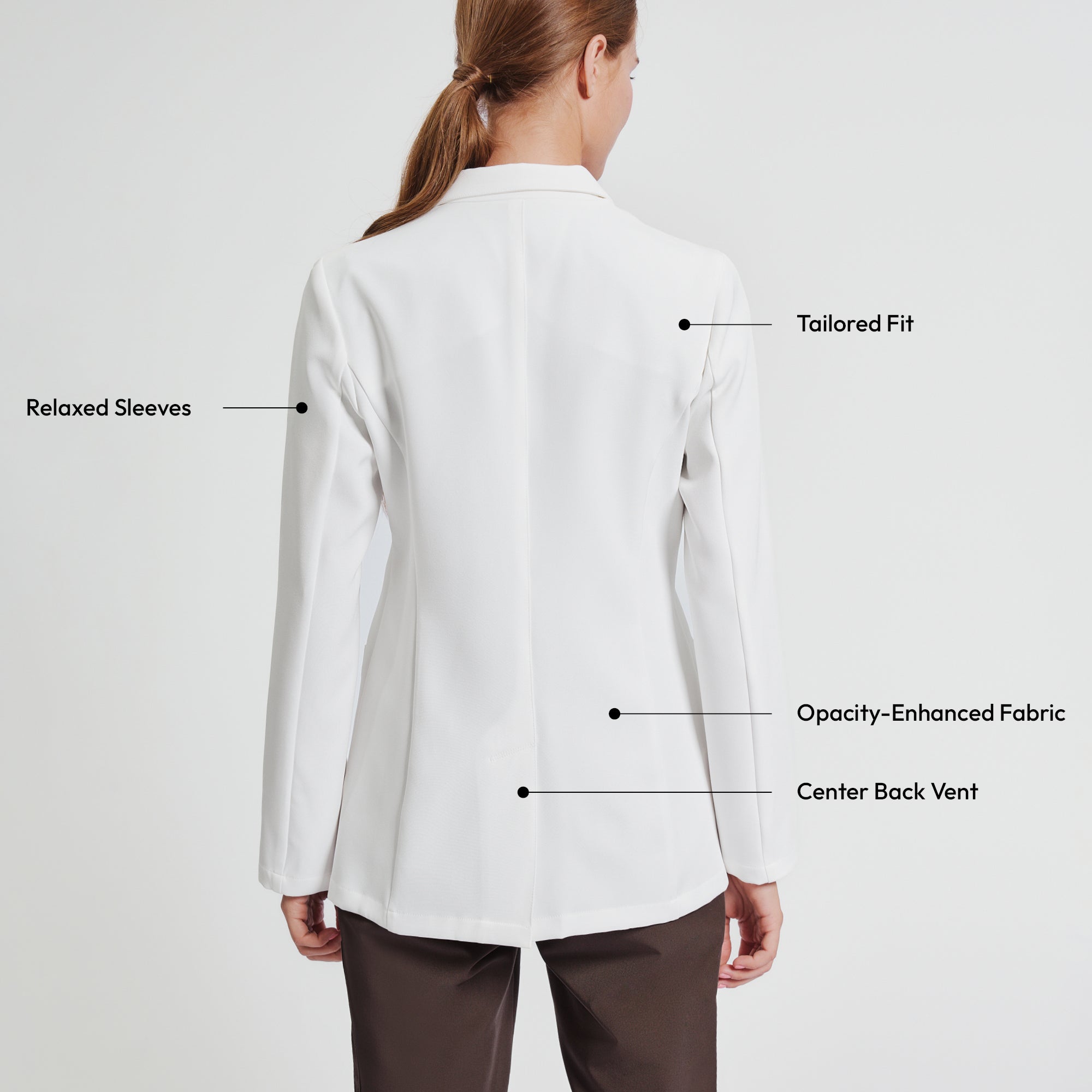 Zenir | Structured Classic Short Lab Coat LCW-201 - Ivory White