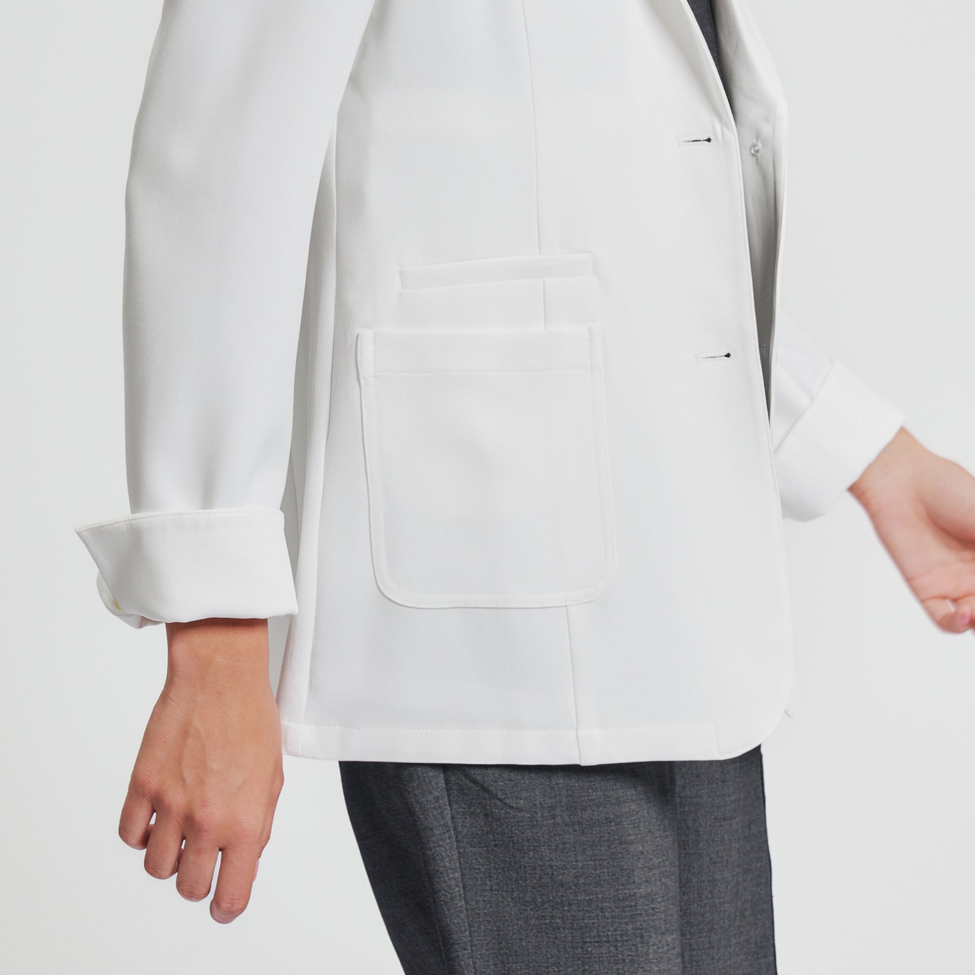Zenir | Structured Nuevo Short Lab Coat LCW-202 - Ivory White