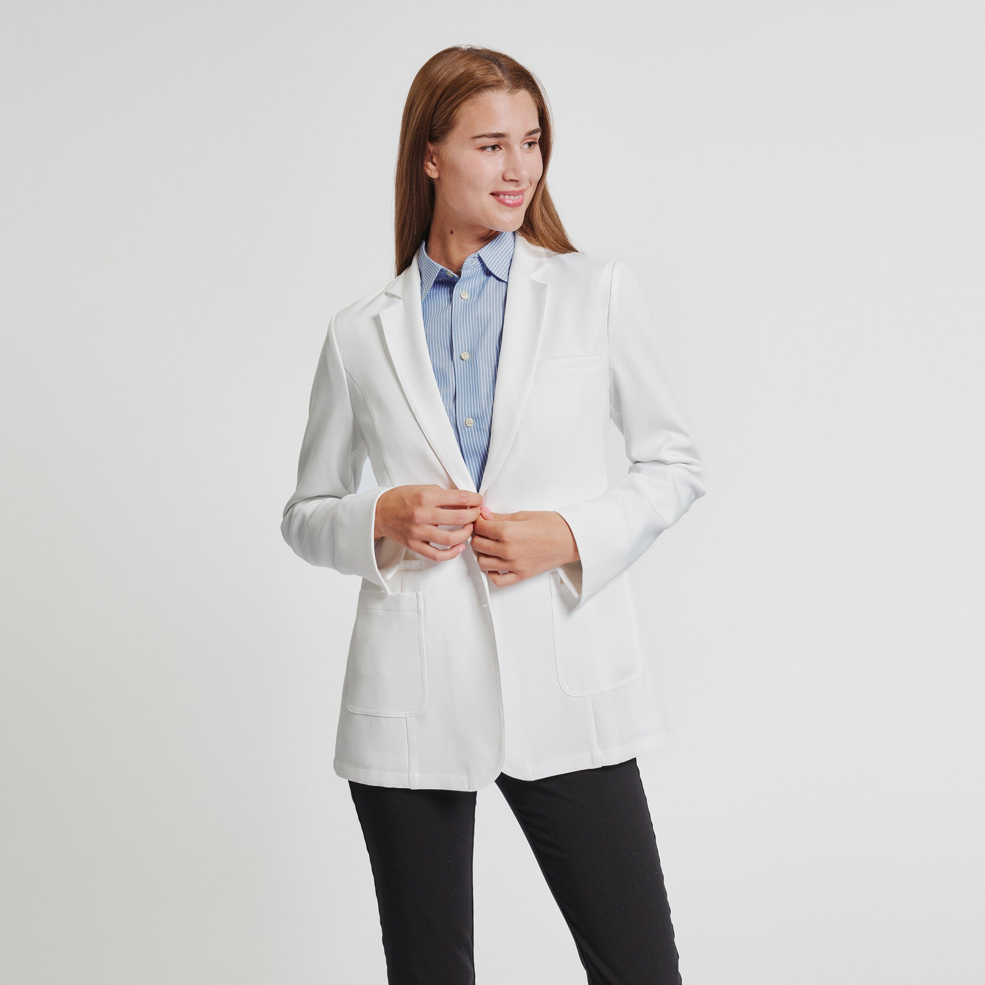 Zenir | Structured Nuevo Short Lab Coat LCW-202 - Ivory White