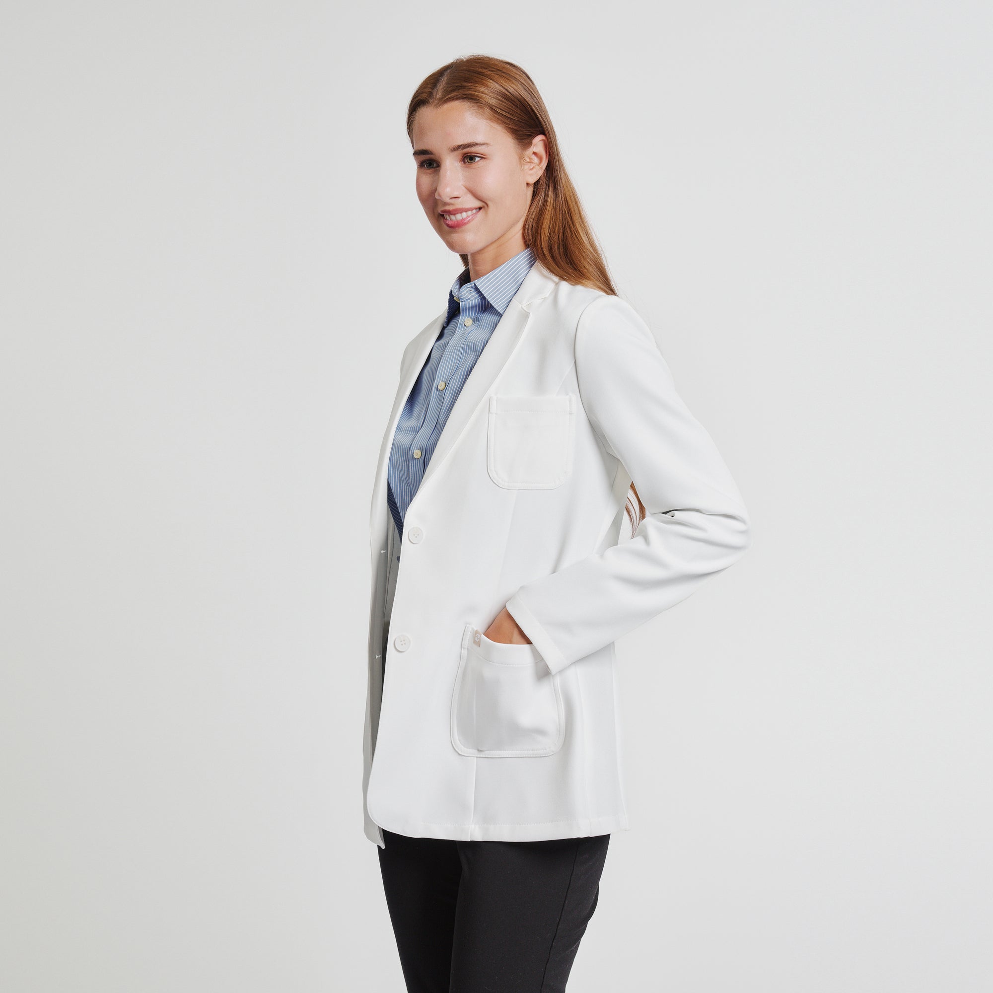 Zenir | Structured Nuevo Short Lab Coat LCW-202 - Ivory White