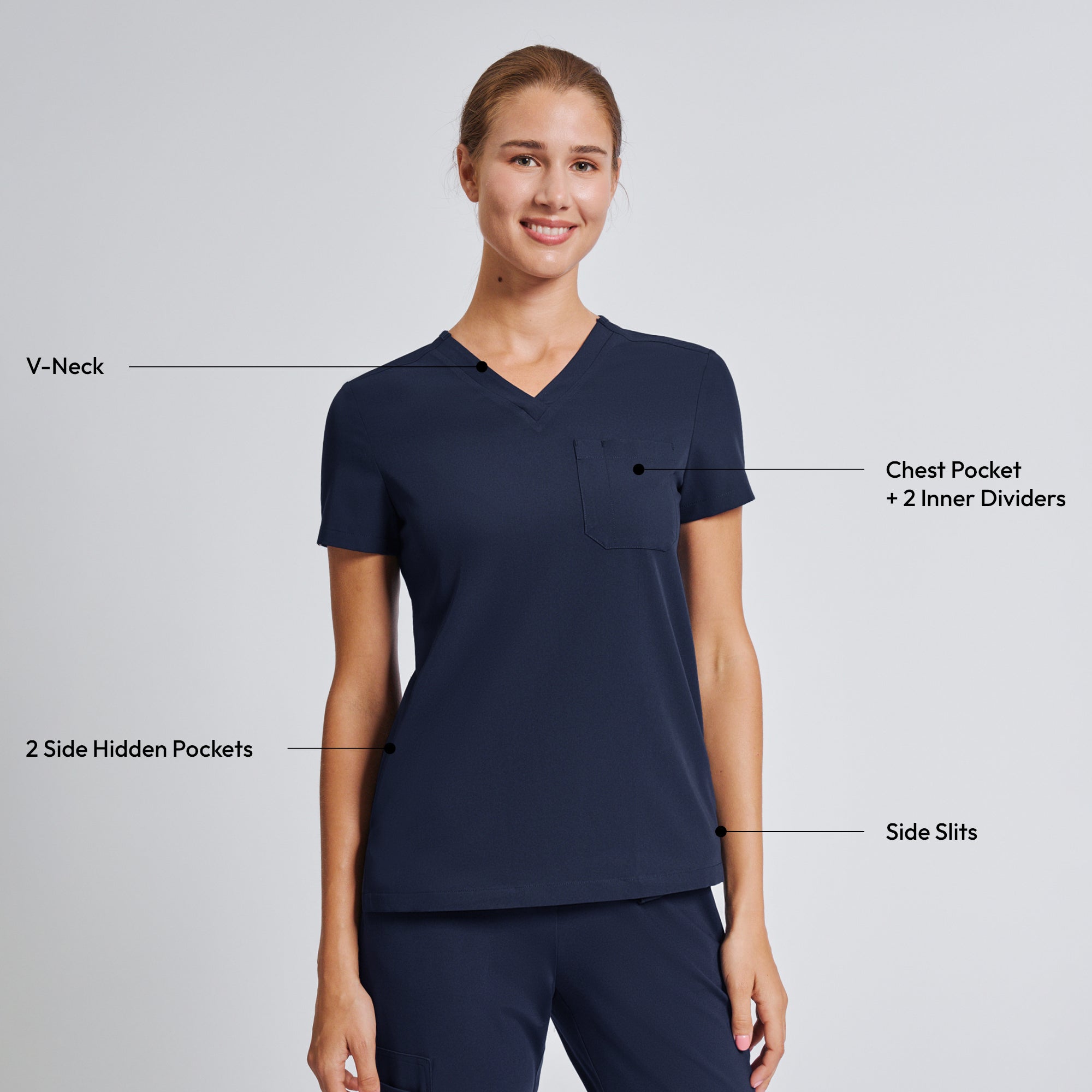 Zenir | Women's Core 3 Pocket Scrub Top - Navy