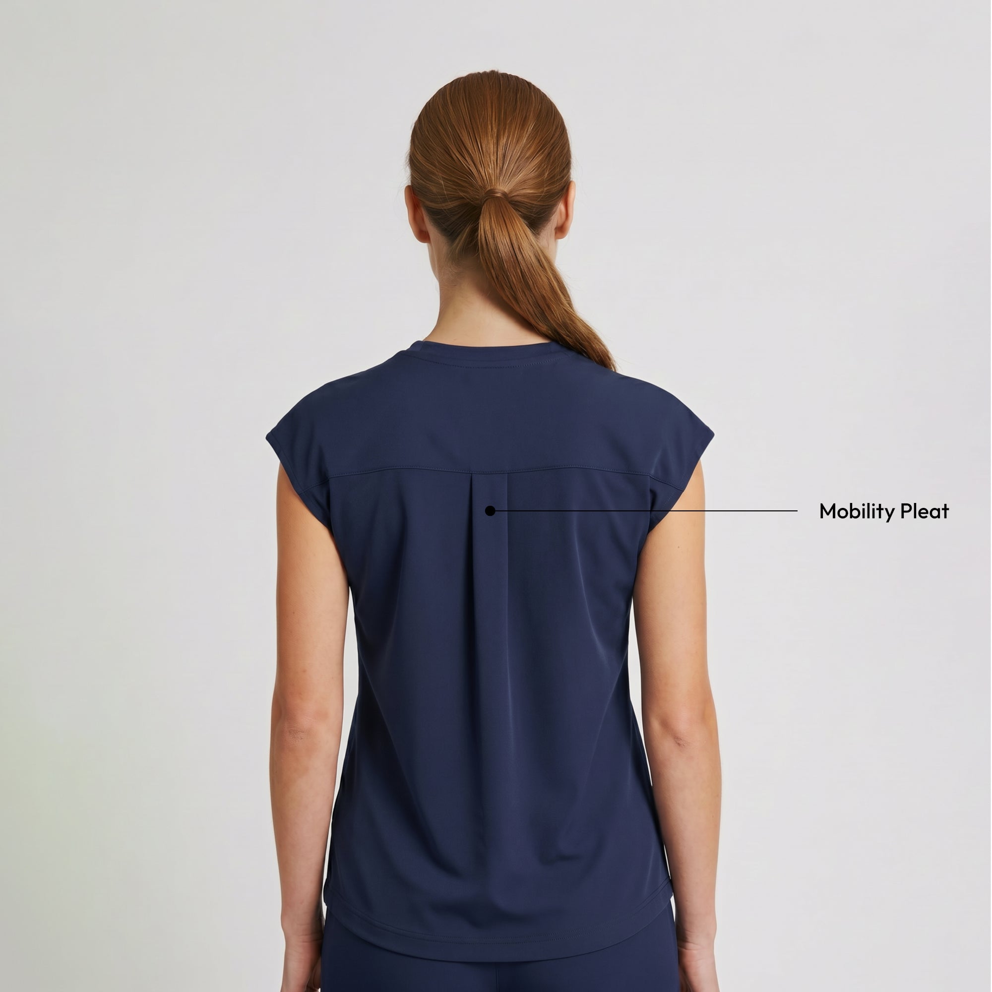 Zenir | Women's Soft Stretch Crewneck Scrub Top - Navy
