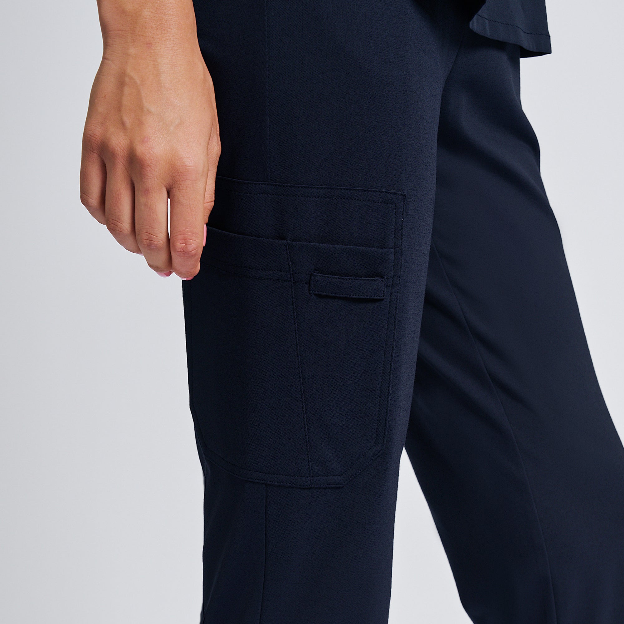 Zenir | Women's Soft Stretch High Waisted Jogger Scrub Pants - Navy