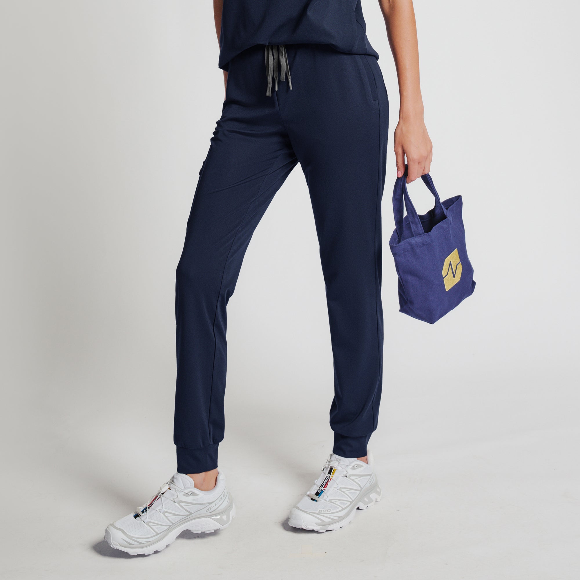 Zenir | Women's Soft Stretch High Waisted Jogger Scrub Pants - Navy