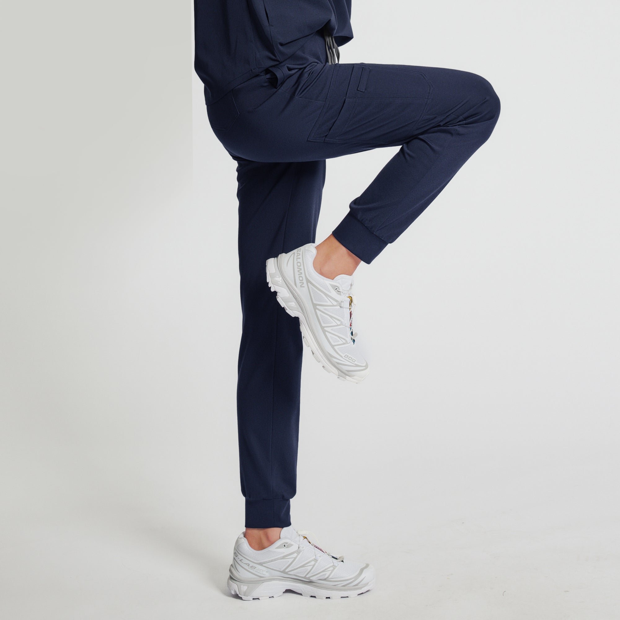 Zenir | Women's Soft Stretch High Waisted Jogger Scrub Pants - Navy