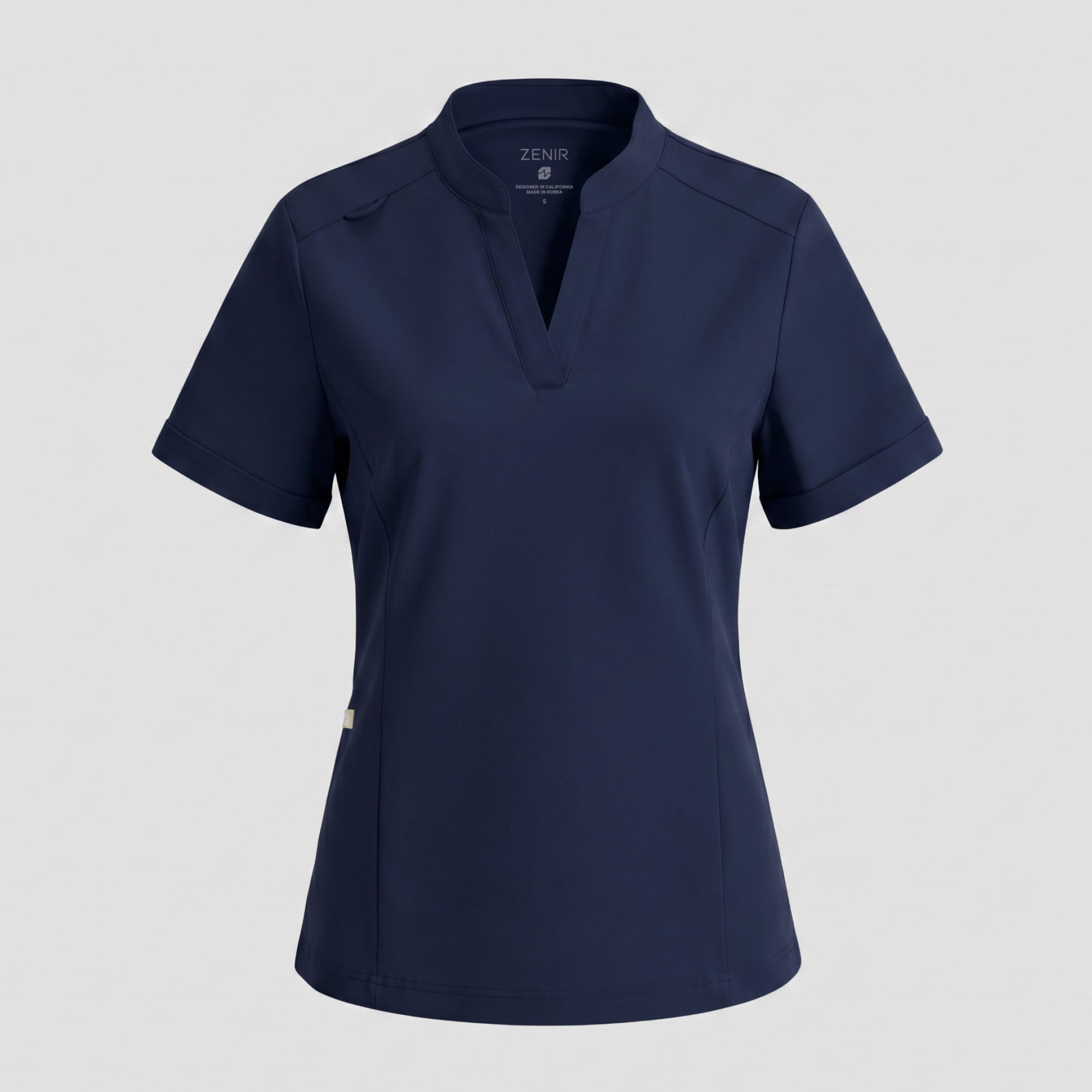 Zenir | Women's Soft Stretch Notched Scrub Top - Navy