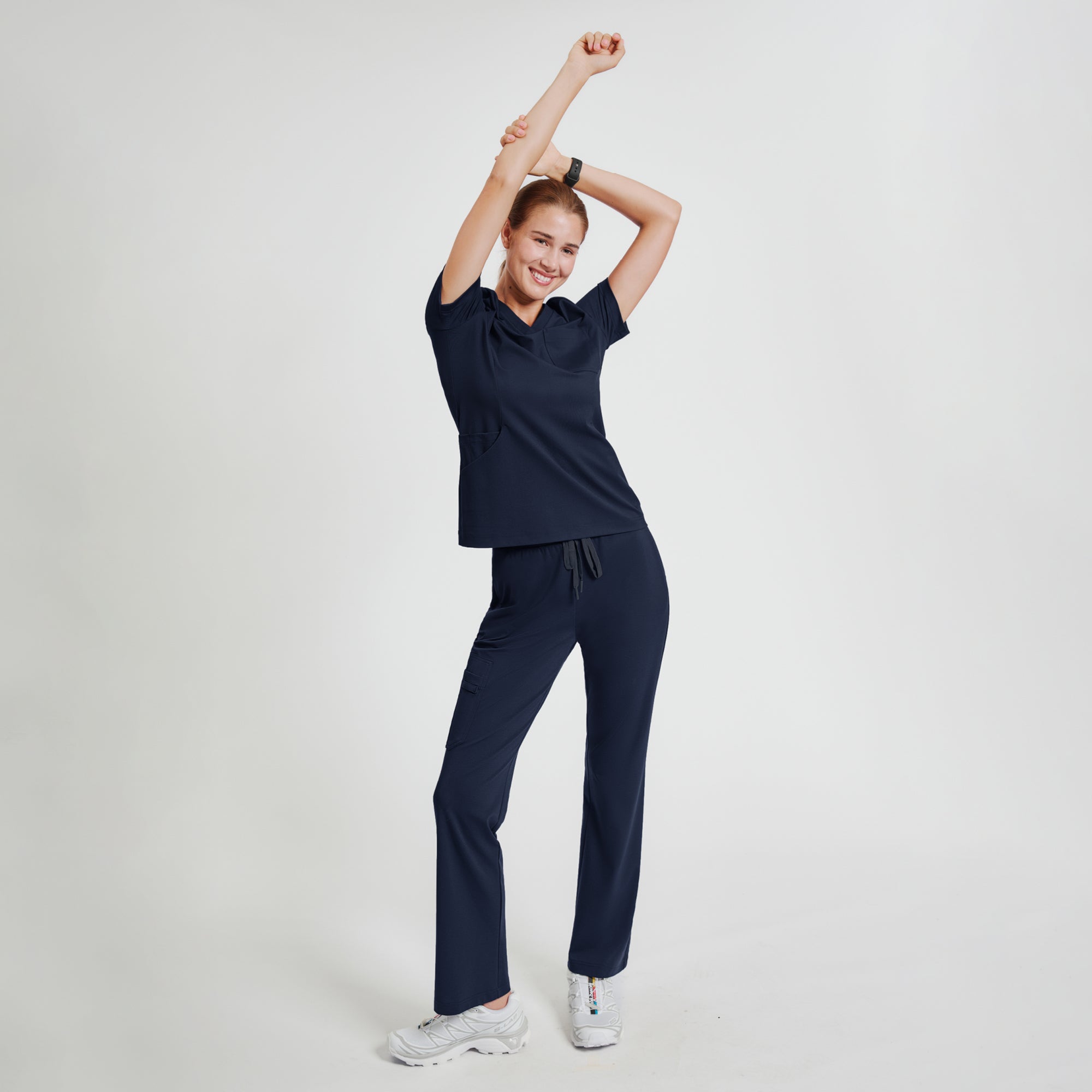 Zenir | Women's Soft Stretch Scrub Top - Navy