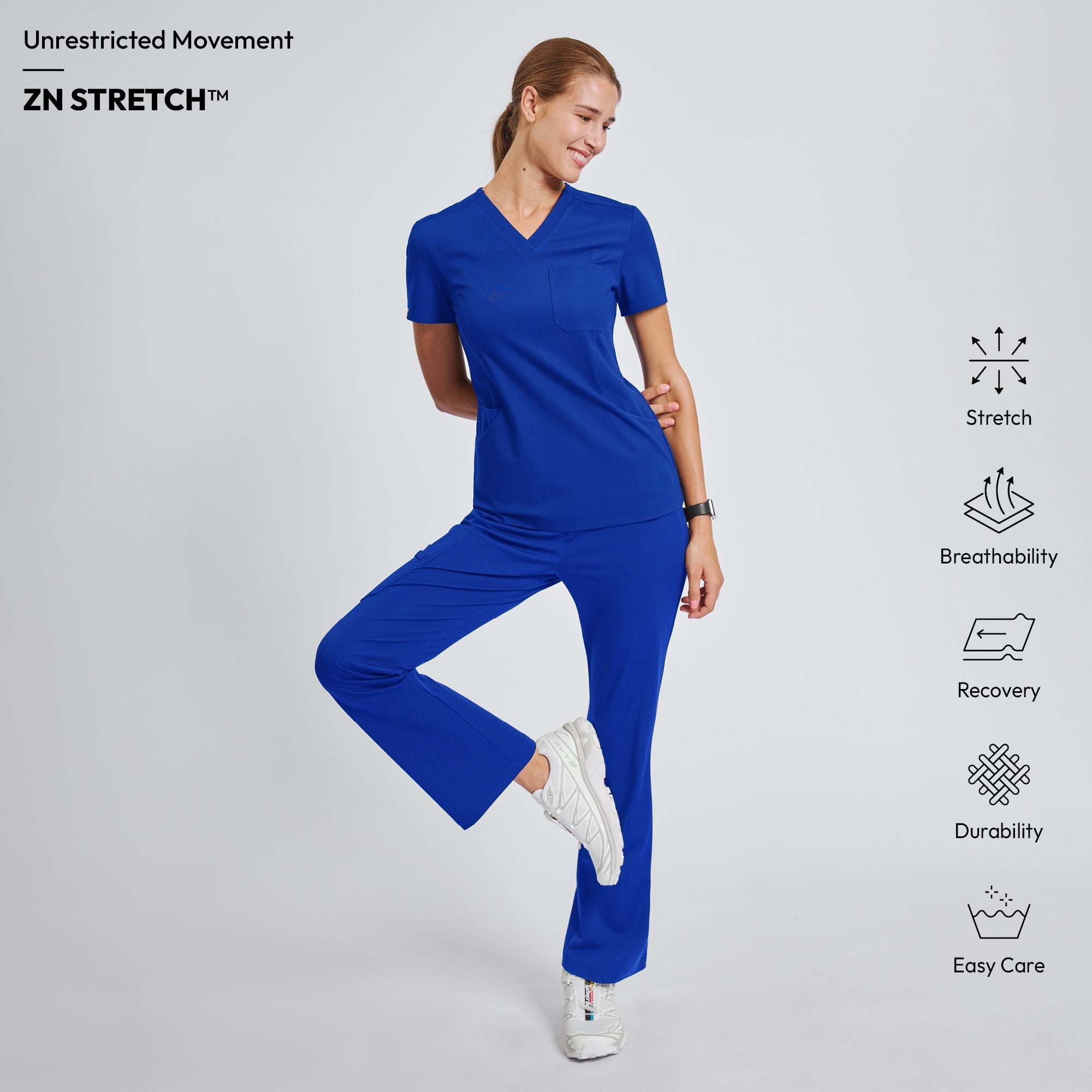 Zenir | Women's Soft Stretch Scrub Top - Royal Blue