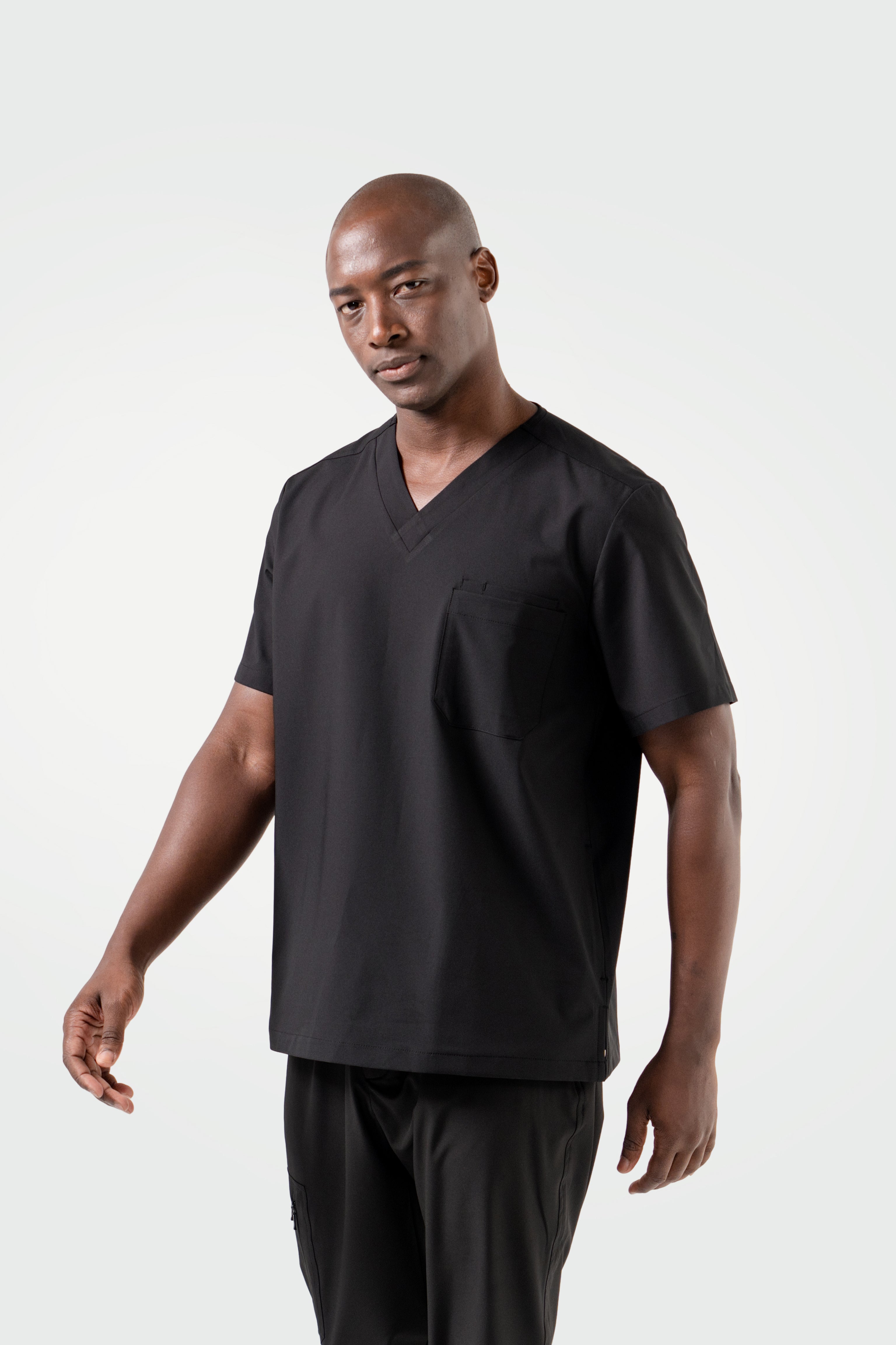 Zenir | Men's 3-Pocket Scrub Top - Eco Black