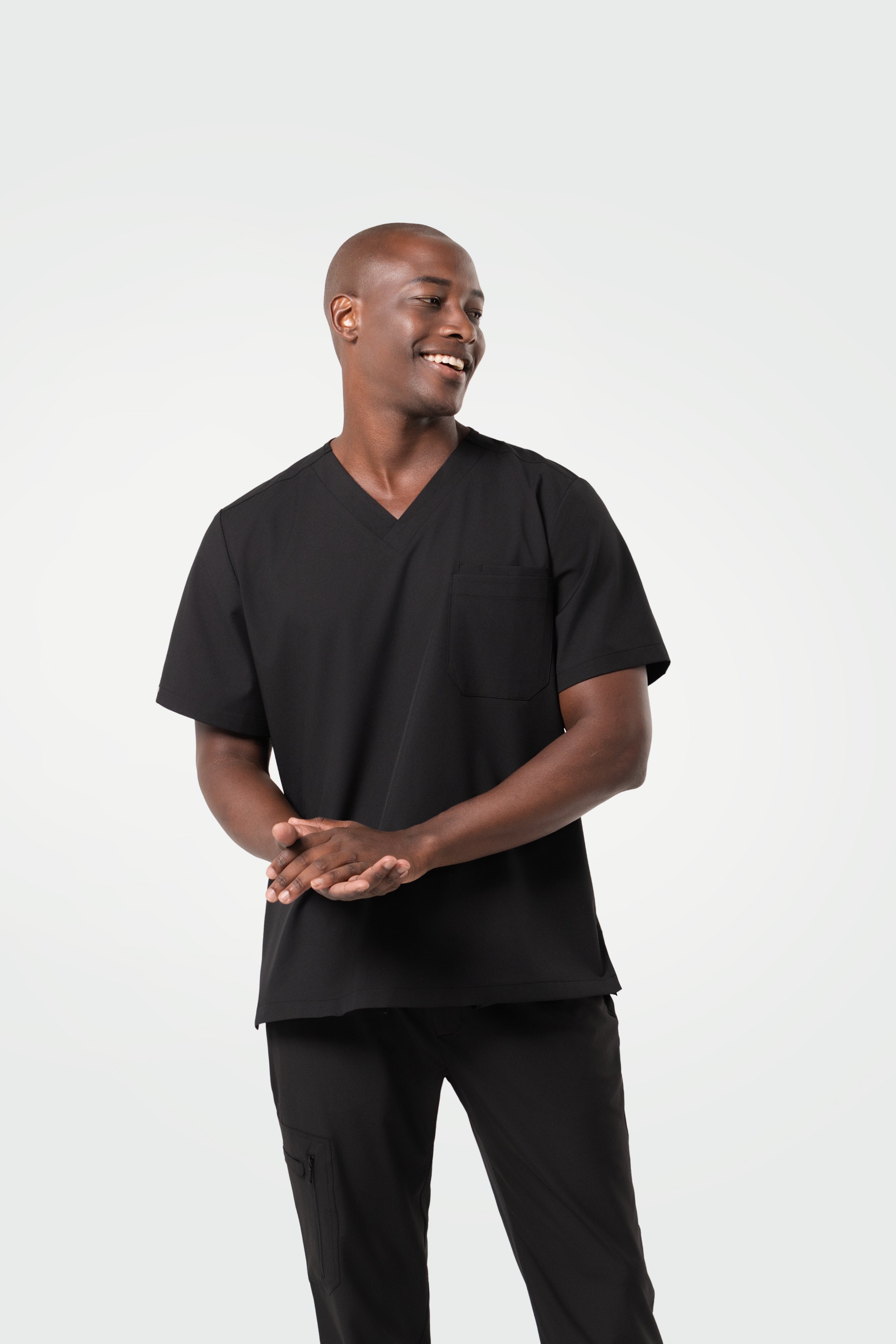 Zenir | Men's 3-Pocket Scrub Top - Eco Black
