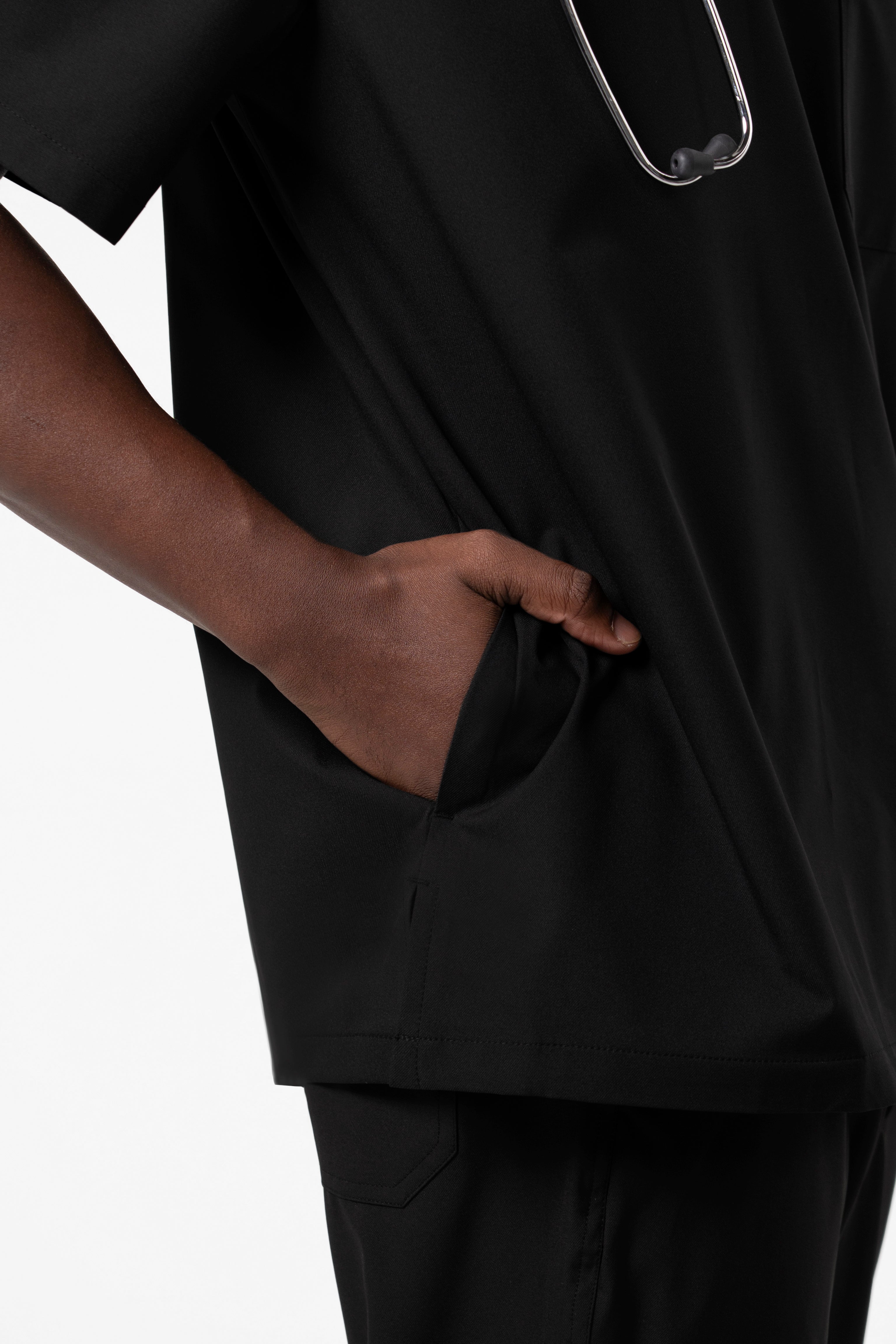 Zenir | Men's 3-Pocket Scrub Top - Eco Black