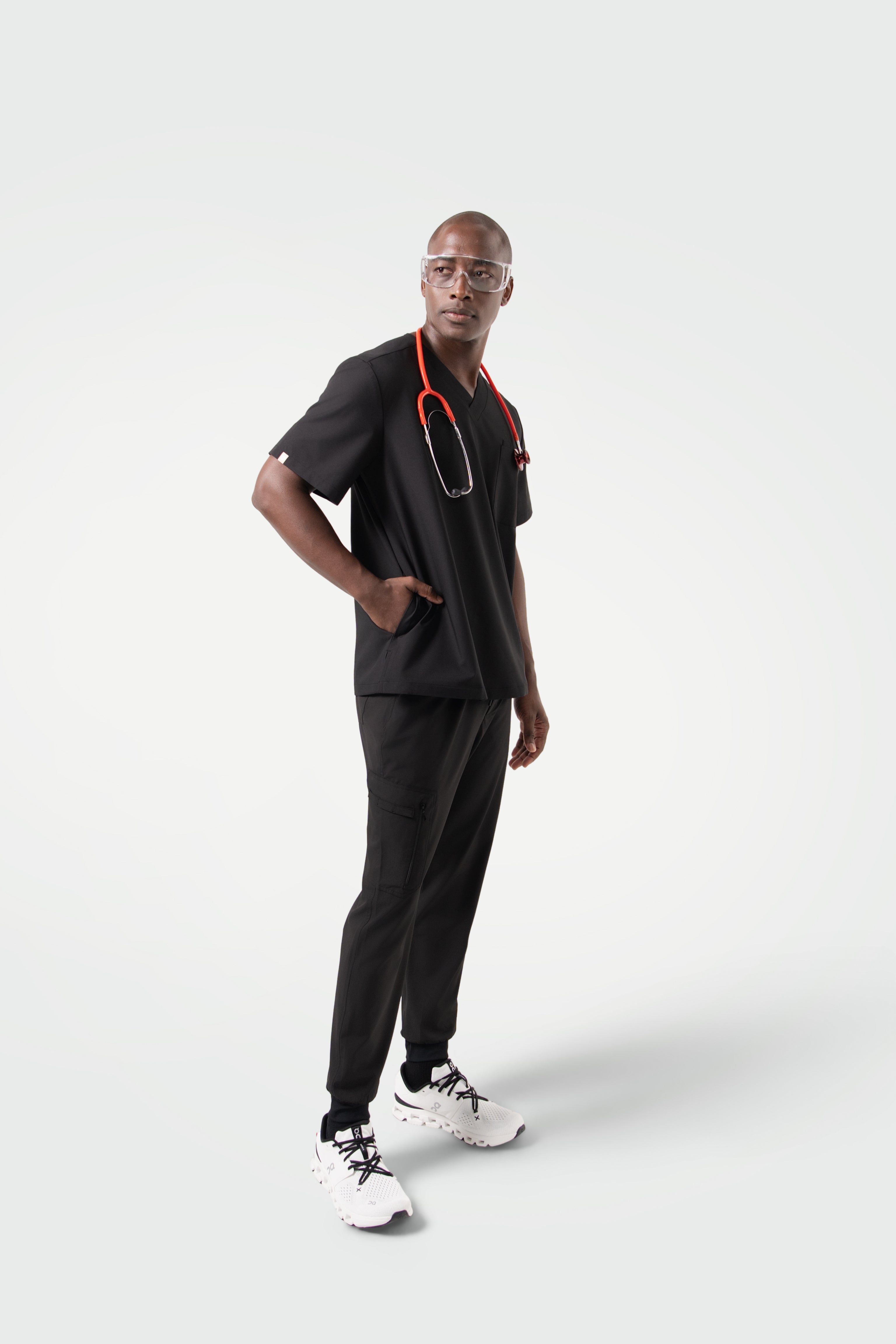 Zenir | Men's 3-Pocket Scrub Top - Eco Black