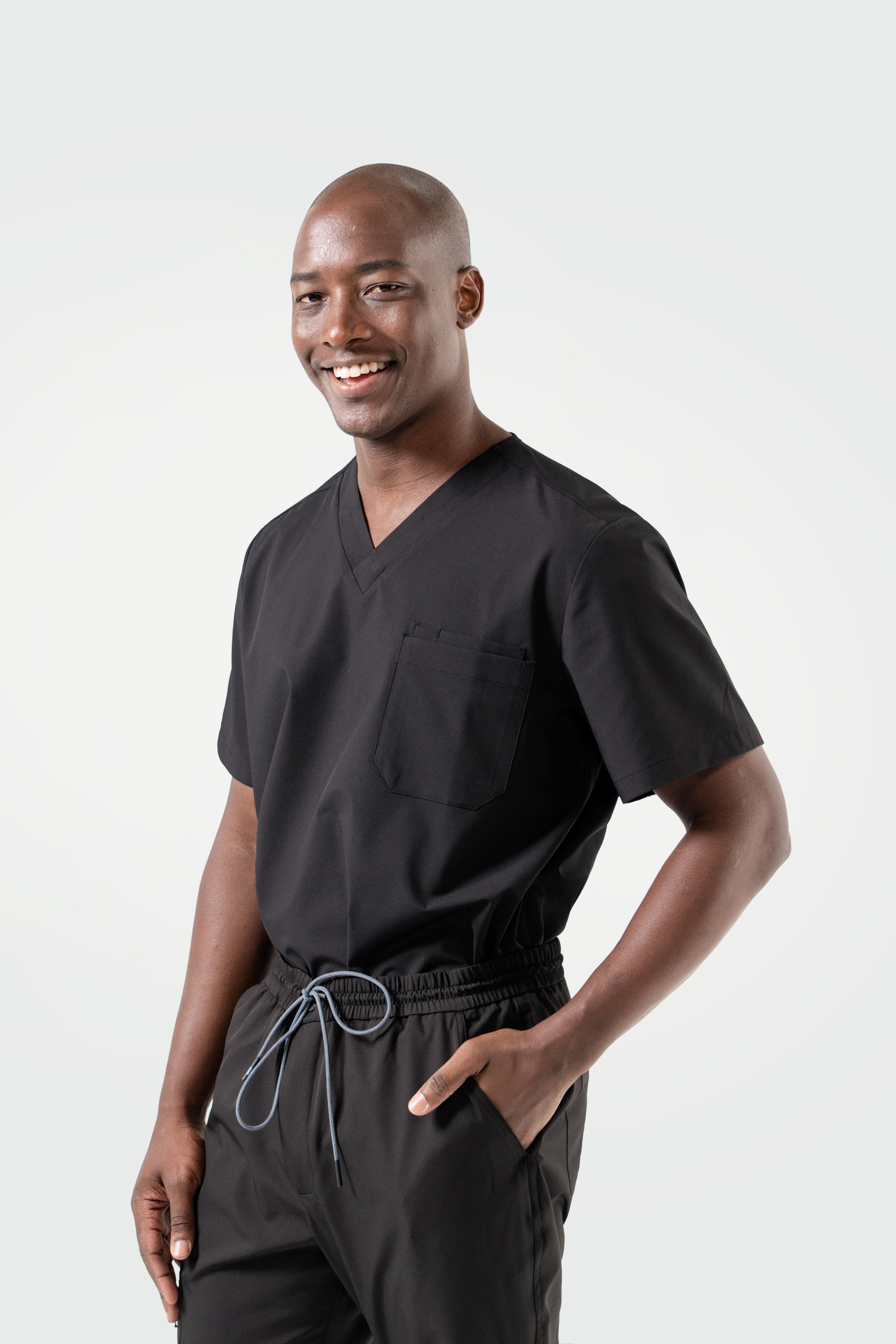 Zenir | Men's 3-Pocket Scrub Top - Eco Black
