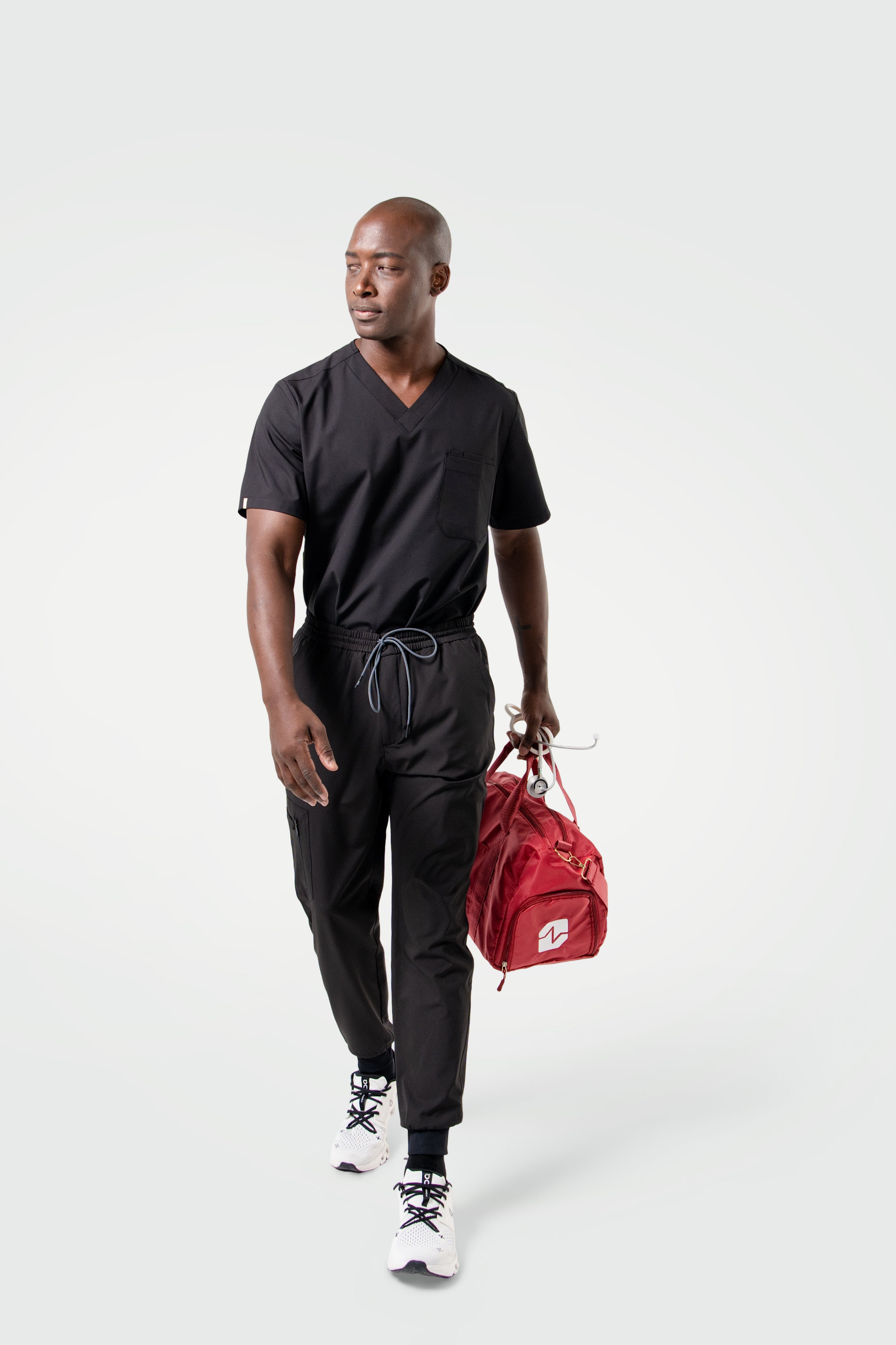 Zenir | Men's 3-Pocket Scrub Top - Eco Black