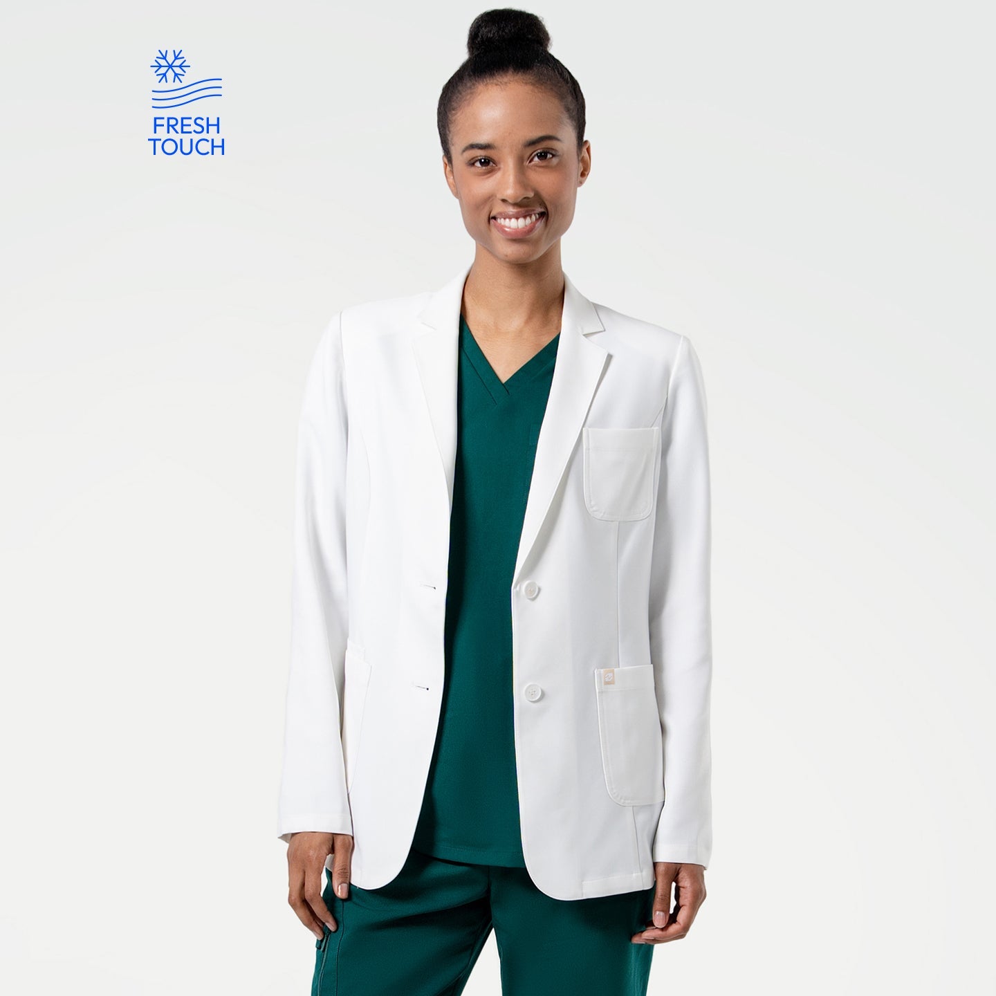 Zenir |  Women's Classic Short Lab Coat LCW-101 - White