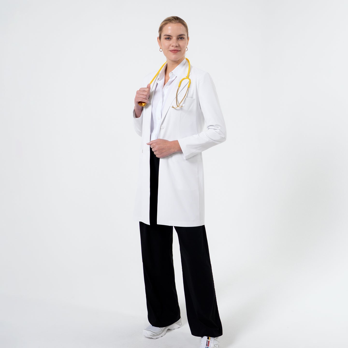 Zenir | Structured Nuevo Long Lab Coat LCW-204 - Ivory White