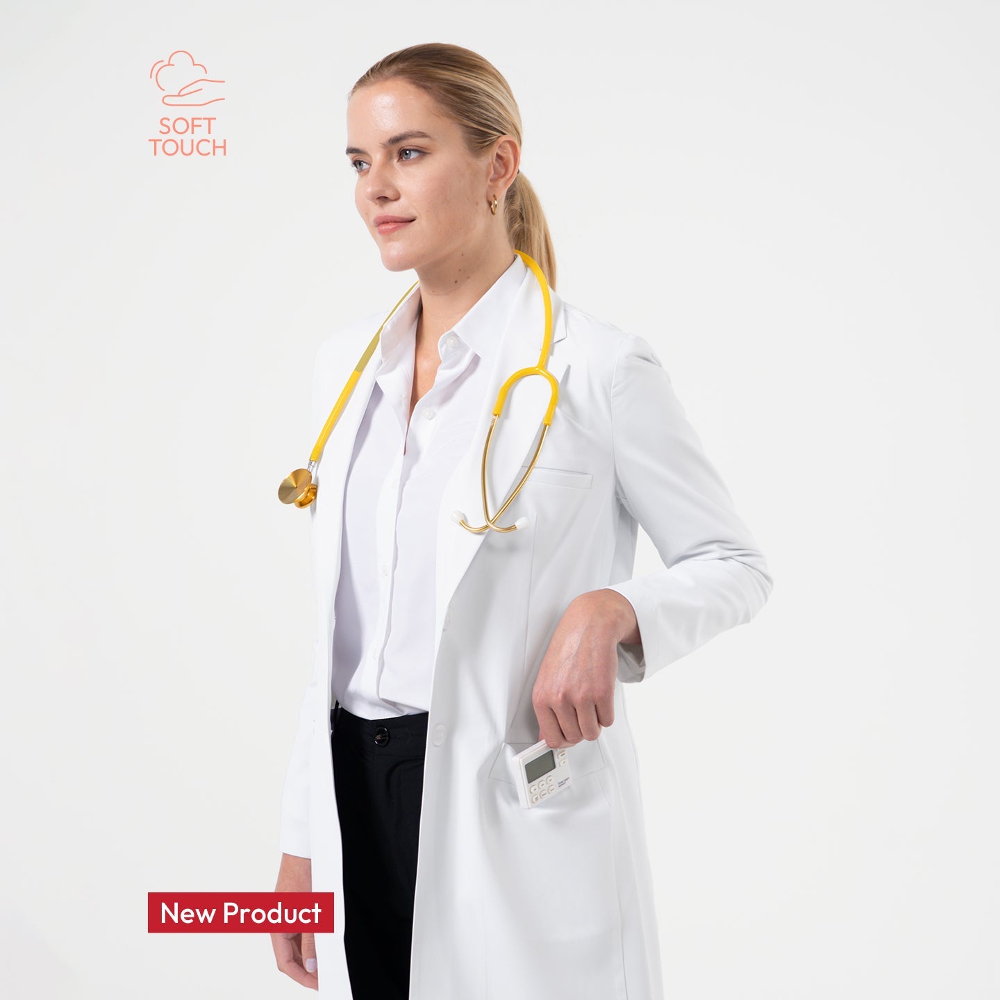 Zenir | Structured Nuevo Long Lab Coat LCW-204 - Ivory White