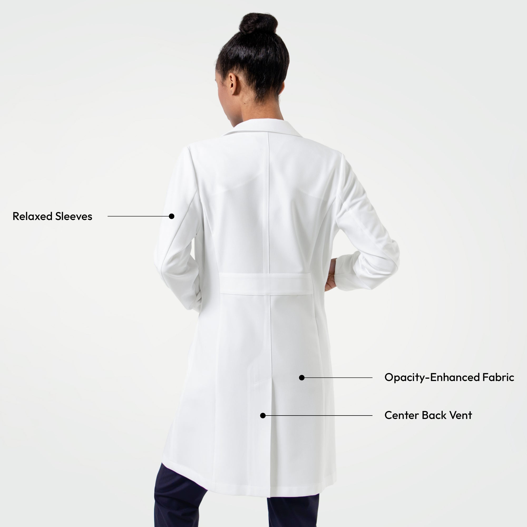 Zenir | Women's Straight Long Lab Coat LCW-303 - White