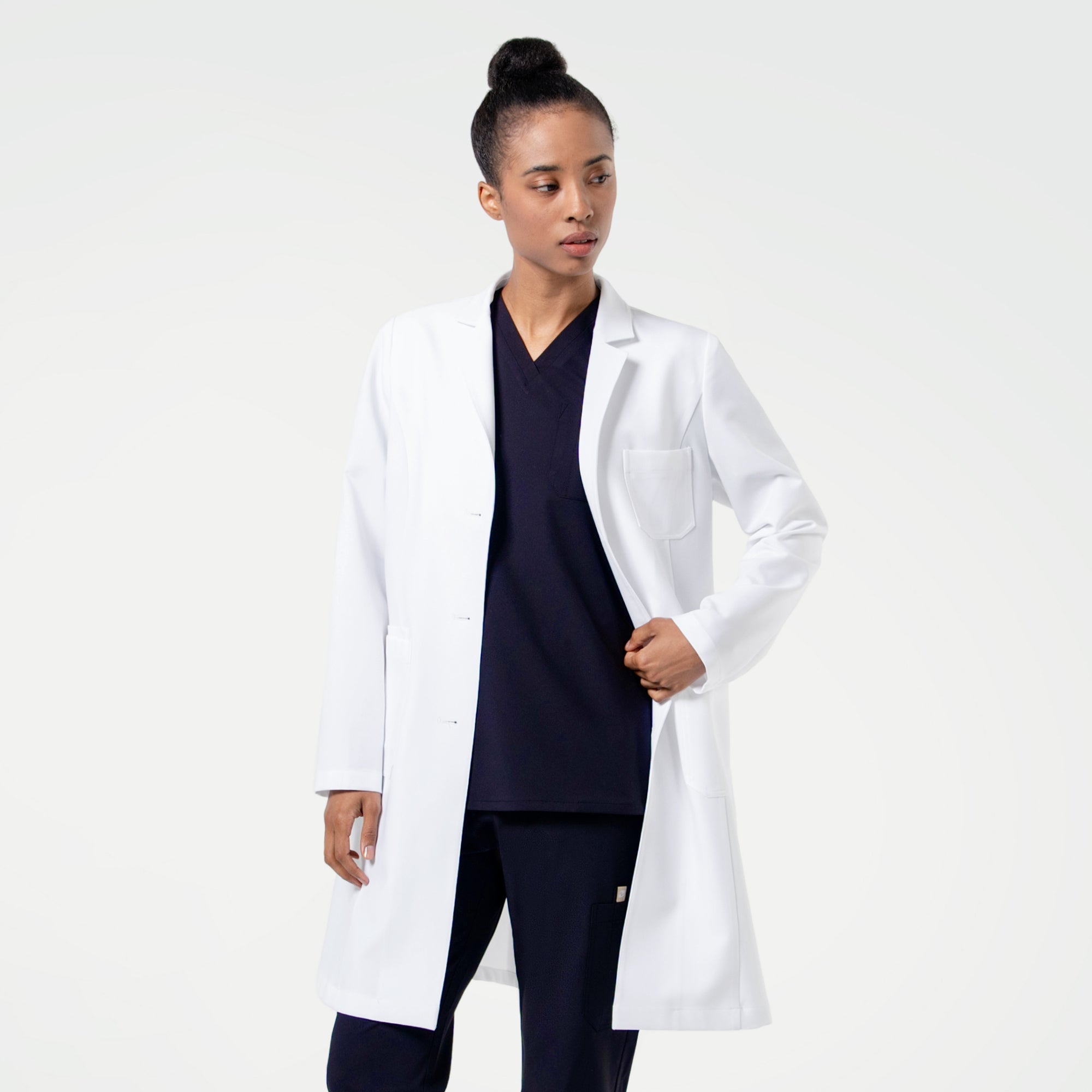 Zenir | Women's Straight Long Lab Coat LCW-303 - White